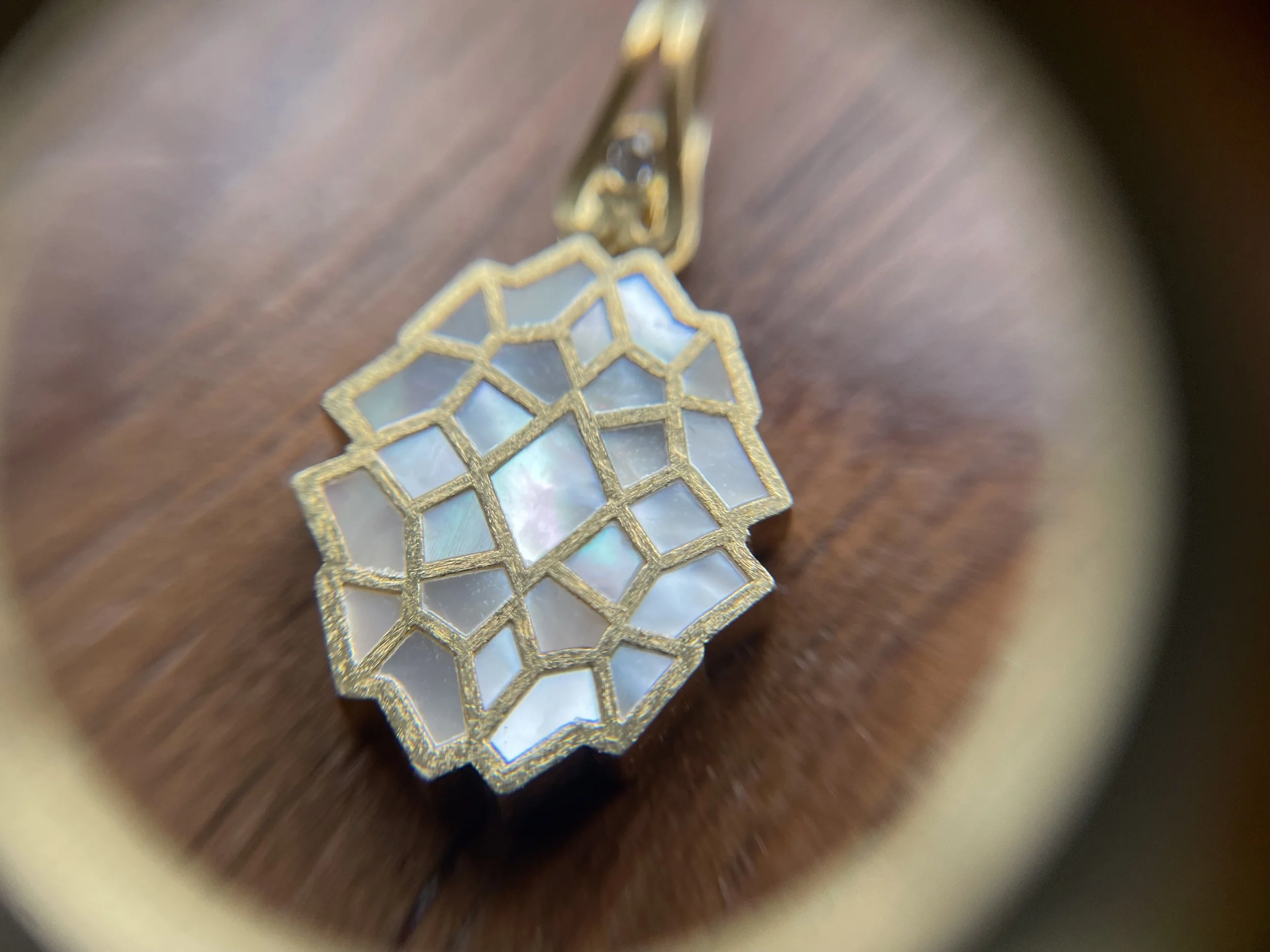 Elissar Jewels Parchin Kari, Pietra Dura, Mother of pearl in lay, 18k gold pendant diamond.jpeg