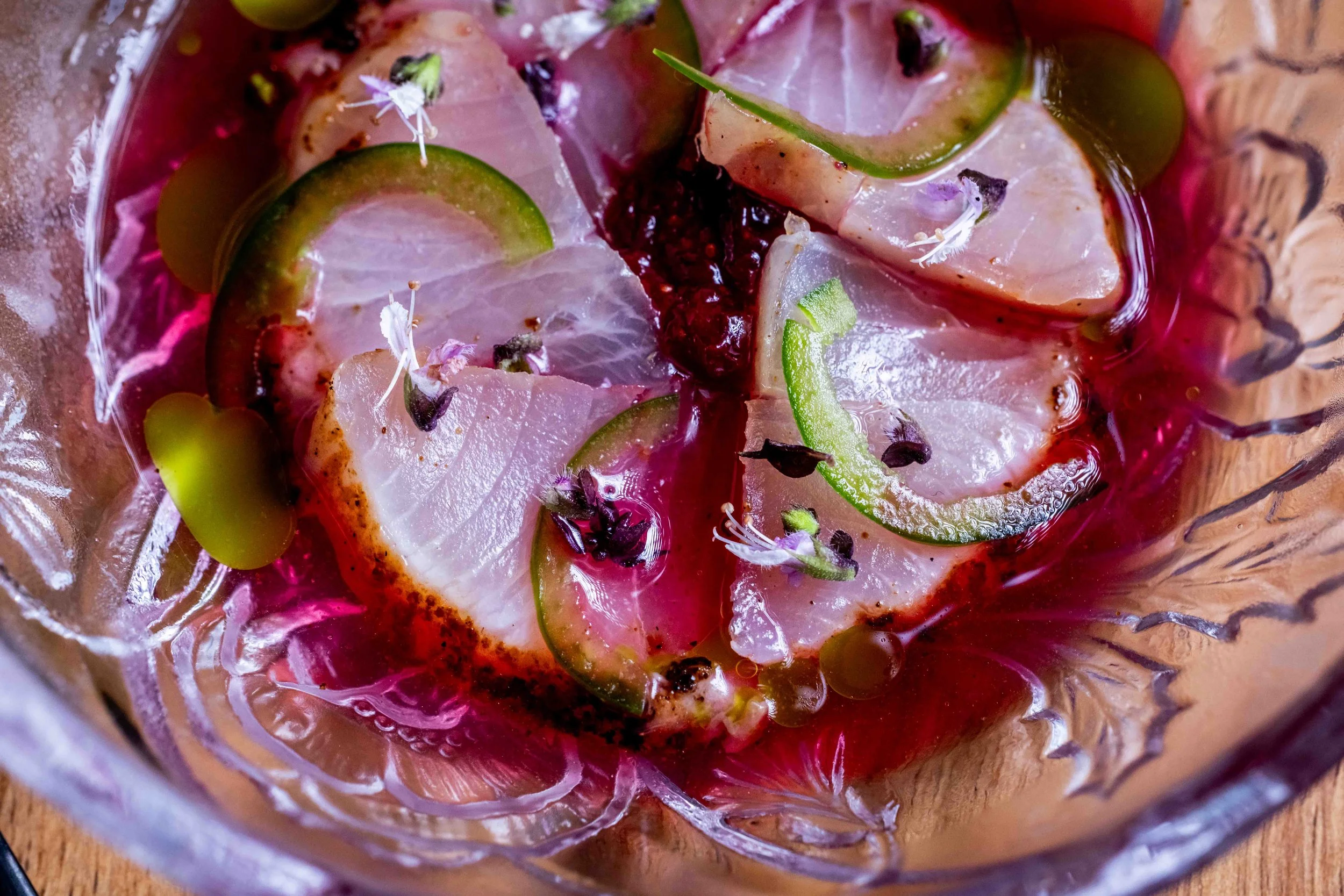 crude with beet and jalapeño