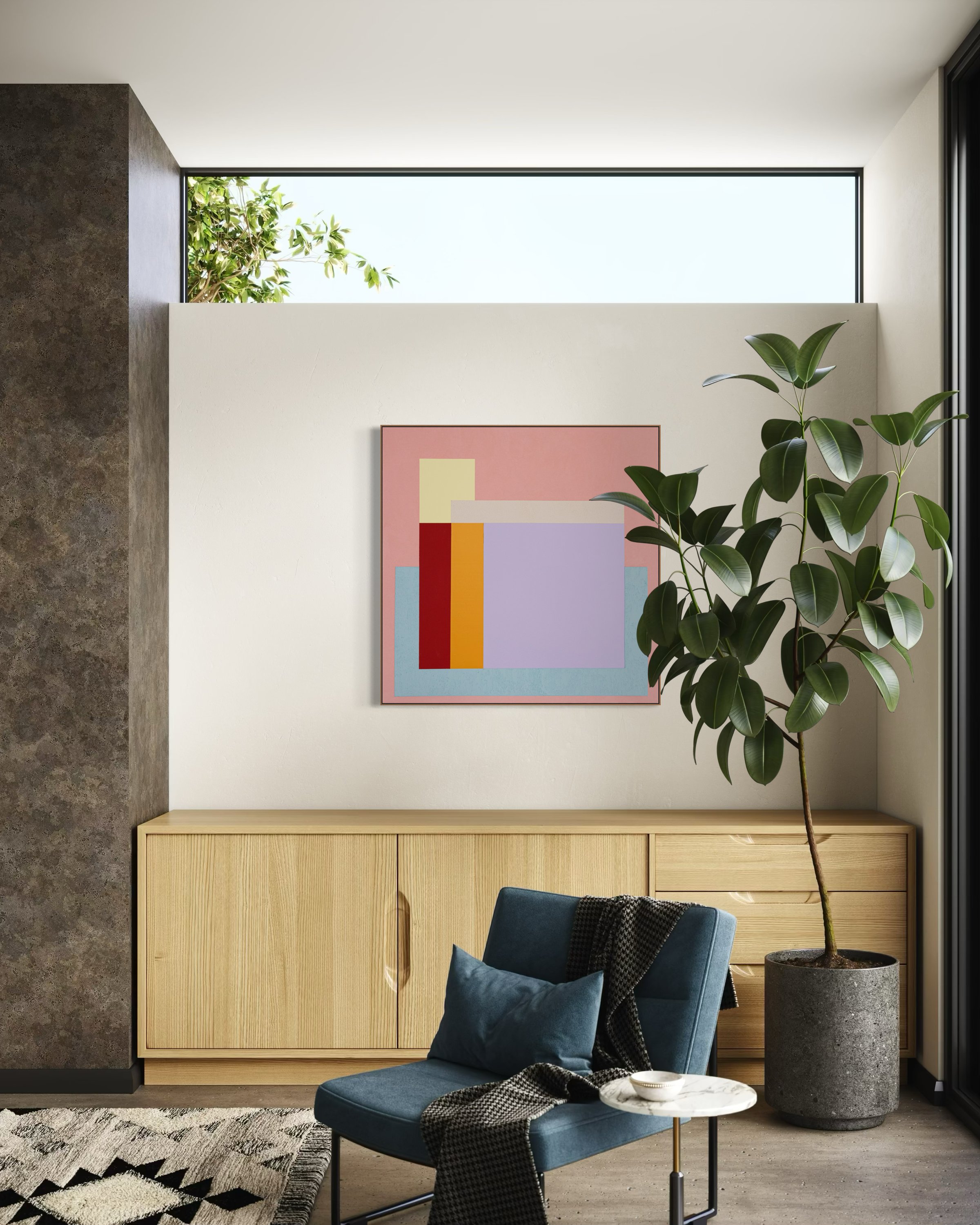 original textured abstract painting 36x36 mixed media acrylic gel stucco on canvas contemporary modern color field Los Angeles artist Gleici Rufatto ready to hang large wall art18.jpeg