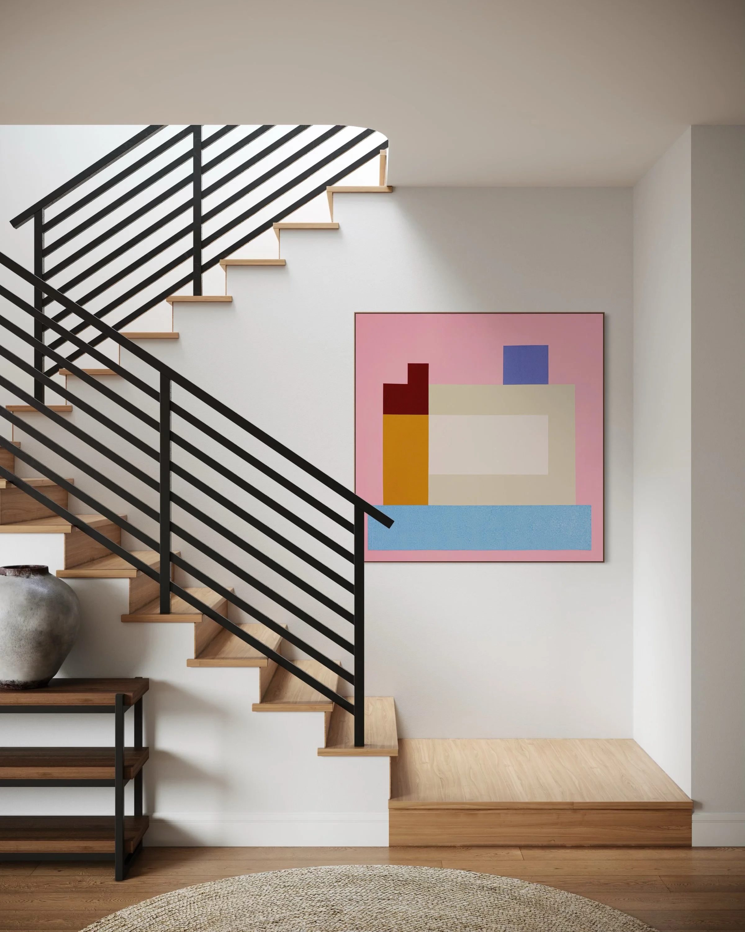 original textured abstract painting 36x36 mixed media acrylic gel stucco on canvas contemporary modern color field Los Angeles artist Gleici Rufatto ready to hang large wall art48.jpeg