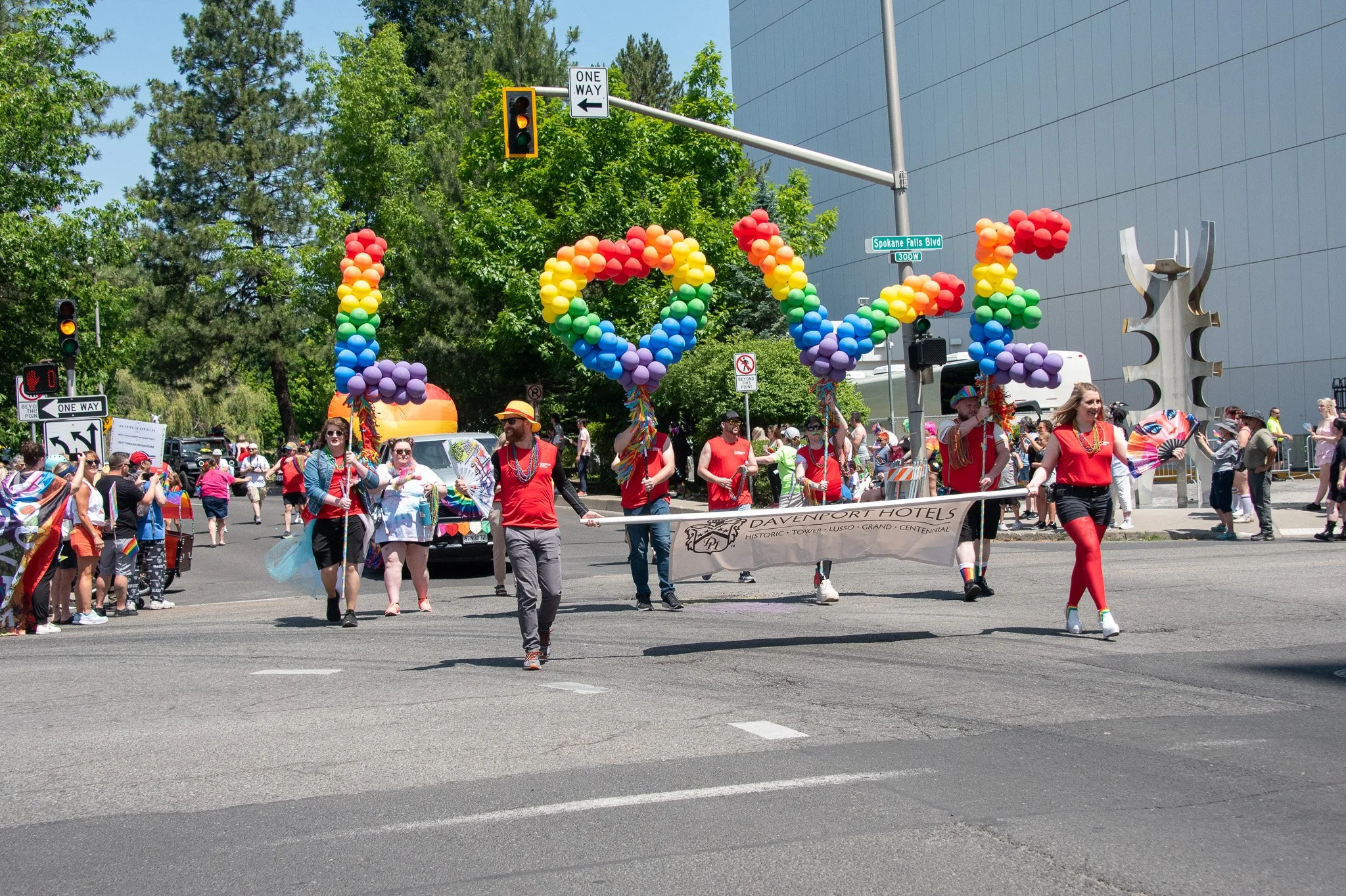 Picture of Spokane Pride 2025 Parade, baloons spelling out "LOVE"
