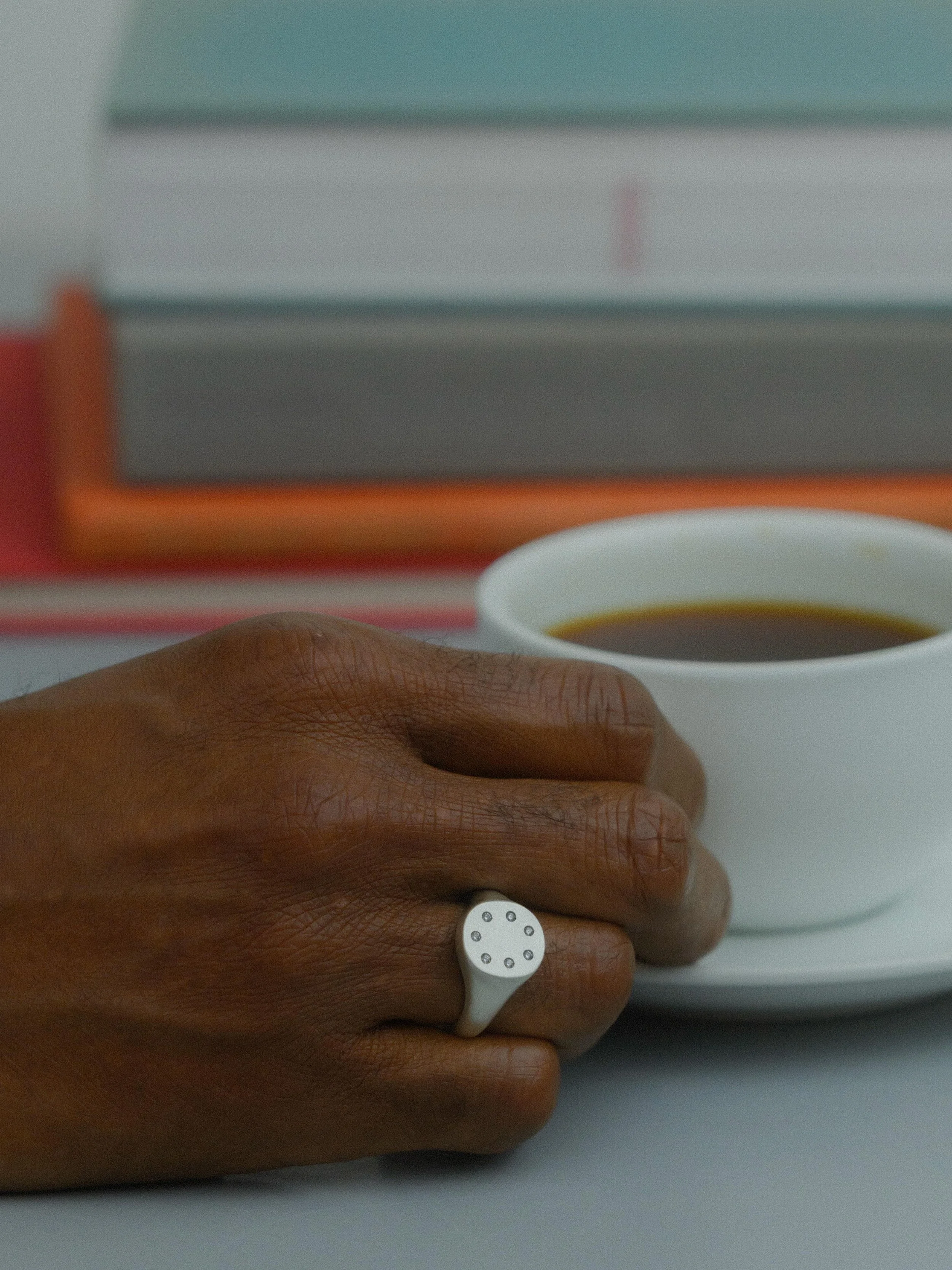 The Bardo signet, brushed silver and diamonds

worn by @phen_ray 
Shot by @jennileem