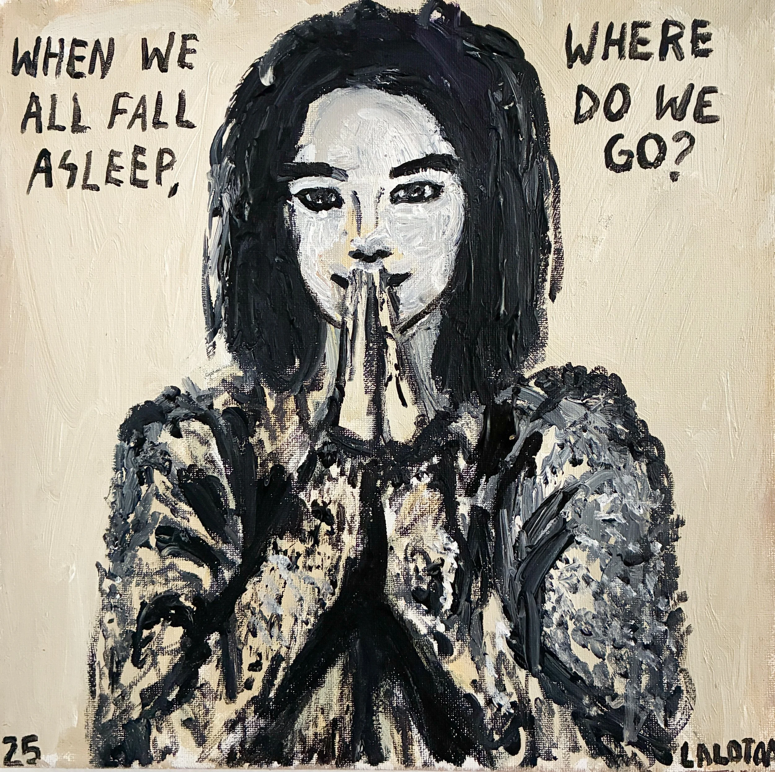 Raymond Tuifao Lalotoa  - When We All Fall Asleep Where Do We Go? – Acrylic on Canvas -  300 x 300mm -  2025 – $350