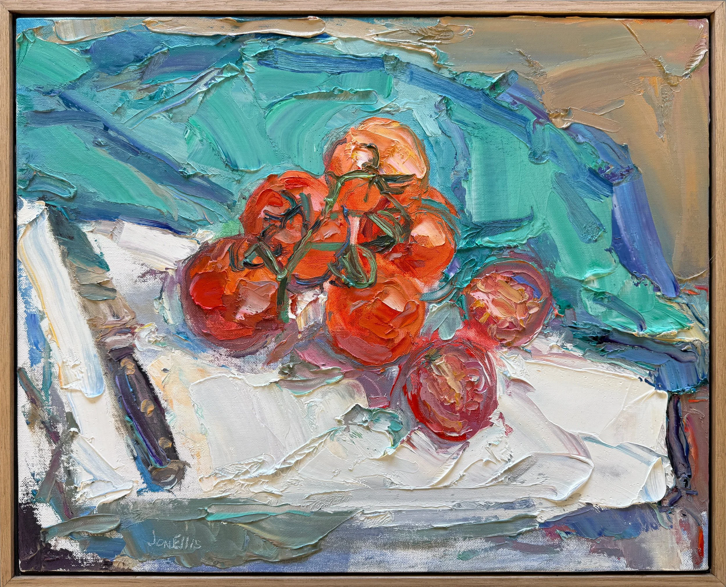 Tomatoes and Knife – Oil on Canvas (framed) – 510 × 410mm – $950