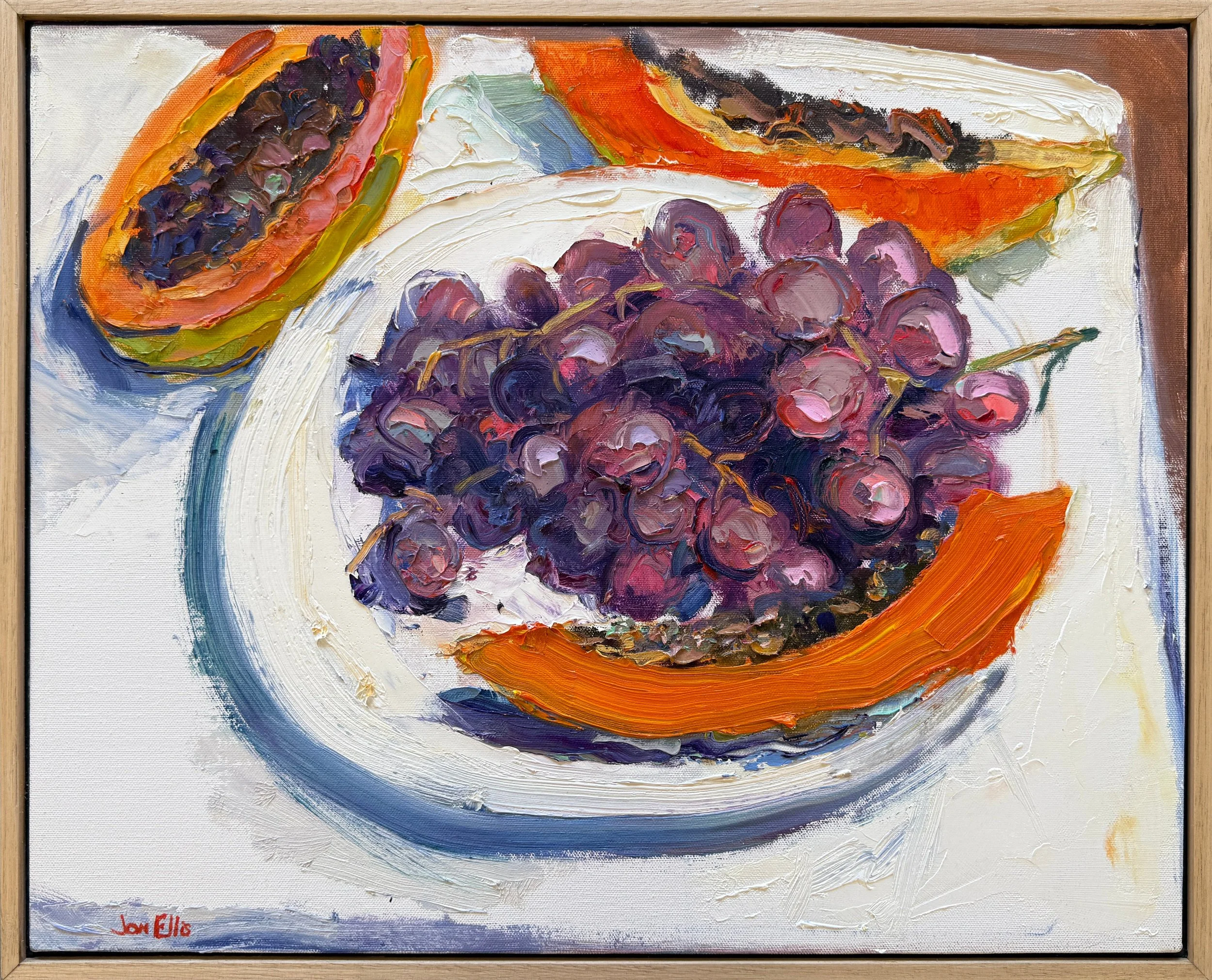 Grapes and Papaya – Oil on Canvas (framed) – 510 × 410mm – $950