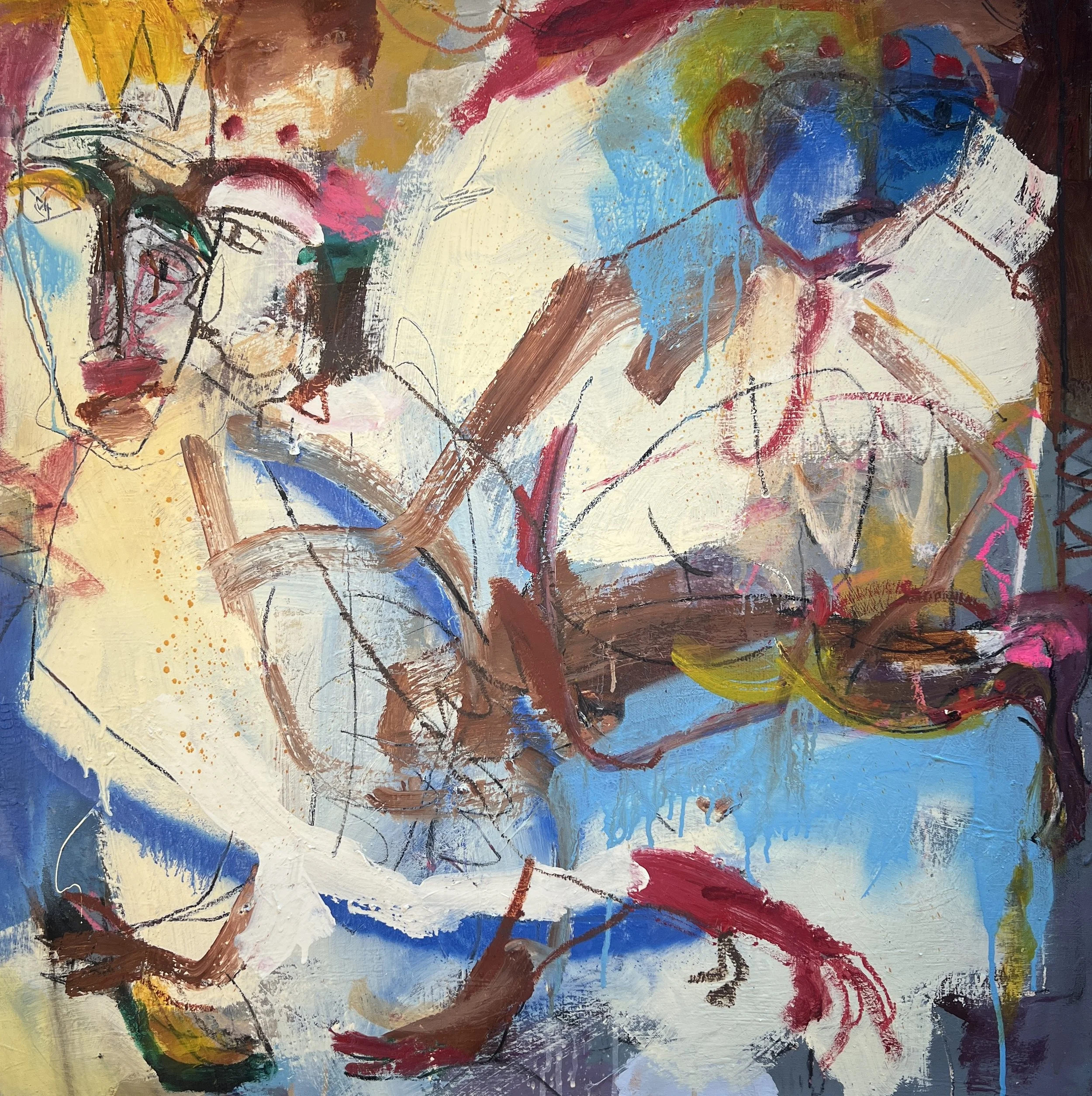 Panchali Sheth - Where the Sky Listens - Acrylic and Oil on Canvas - 860 x 860mm - $2600