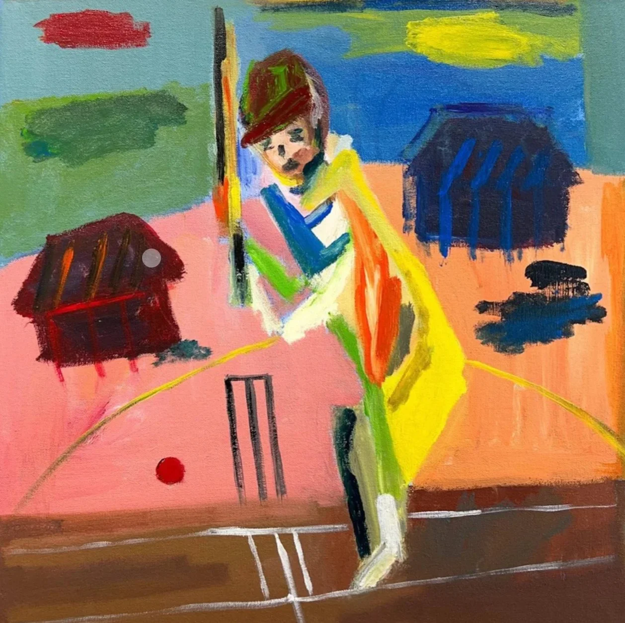 Nicholas Osmond  - The Cricketer, 555 x 560, Acrylic on Canvas, $630