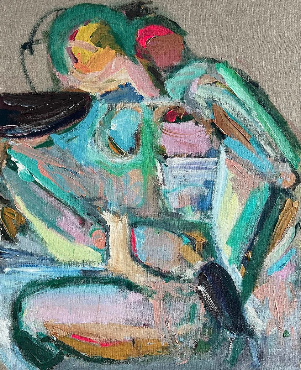 Anne Marie Cummins – ‘Sylvia’ – Acrylic on thick edged Belgian Linen – 1070 × 860mm – $3000