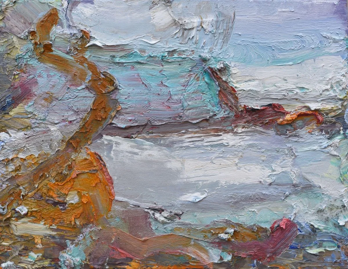 Headland and Sea Spray - Oil on Canvas Board - 280 x 360mm - $850