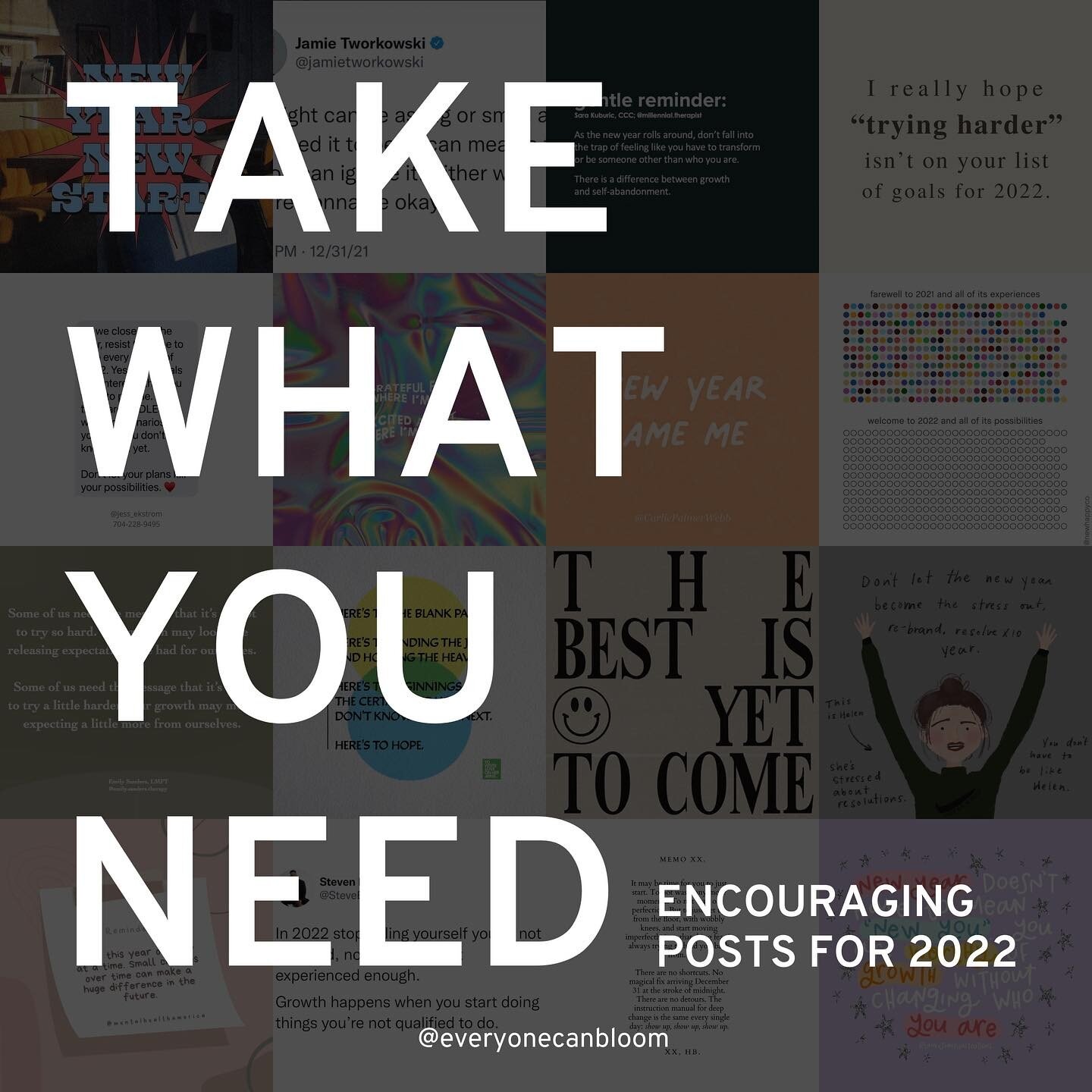 Take What You Need, Part 2 🪄

✨Congratulations✨on making it halfway through your first month of the new year! Scroll through these posts and take the encouragement that you need to keep on keepin&rsquo; on in 2022. 

Which posts stand out to you the
