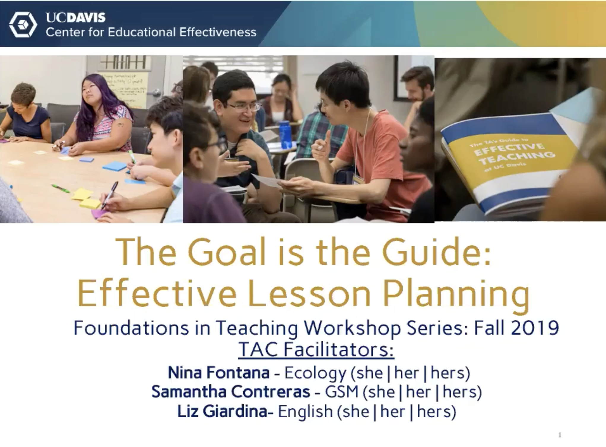 The Goal is the Guide: Effective Lesson Planning