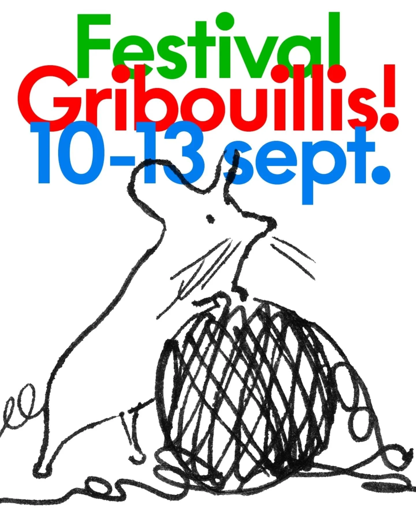 🥳 Affiche Gribouillis 2026 !
+ Jeu Concours

🥁 On vous d&eacute;voile l&rsquo;affiche de la 6e &eacute;dition avec le @studiohelmo et un dessin in&eacute;dit de l'auteur @emmanuellantam 🐭 qui fera partie des grands invit&eacute;s du festival !

En