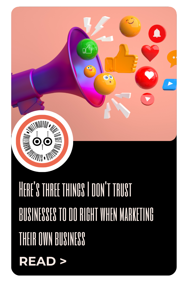 Here's three things I don't trust businesses to do right when marketing their own business