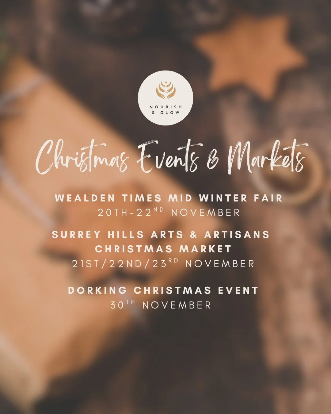 ❄️ Christmas Events ❄️ 

We can hardly believe that Christmas is in 8 weeks! We are delighted to be attending some truly incredible events this festive season. Here is where you can find us!

@wealdentimes Mid Winter Fair - 20th -22nd November 

@sur