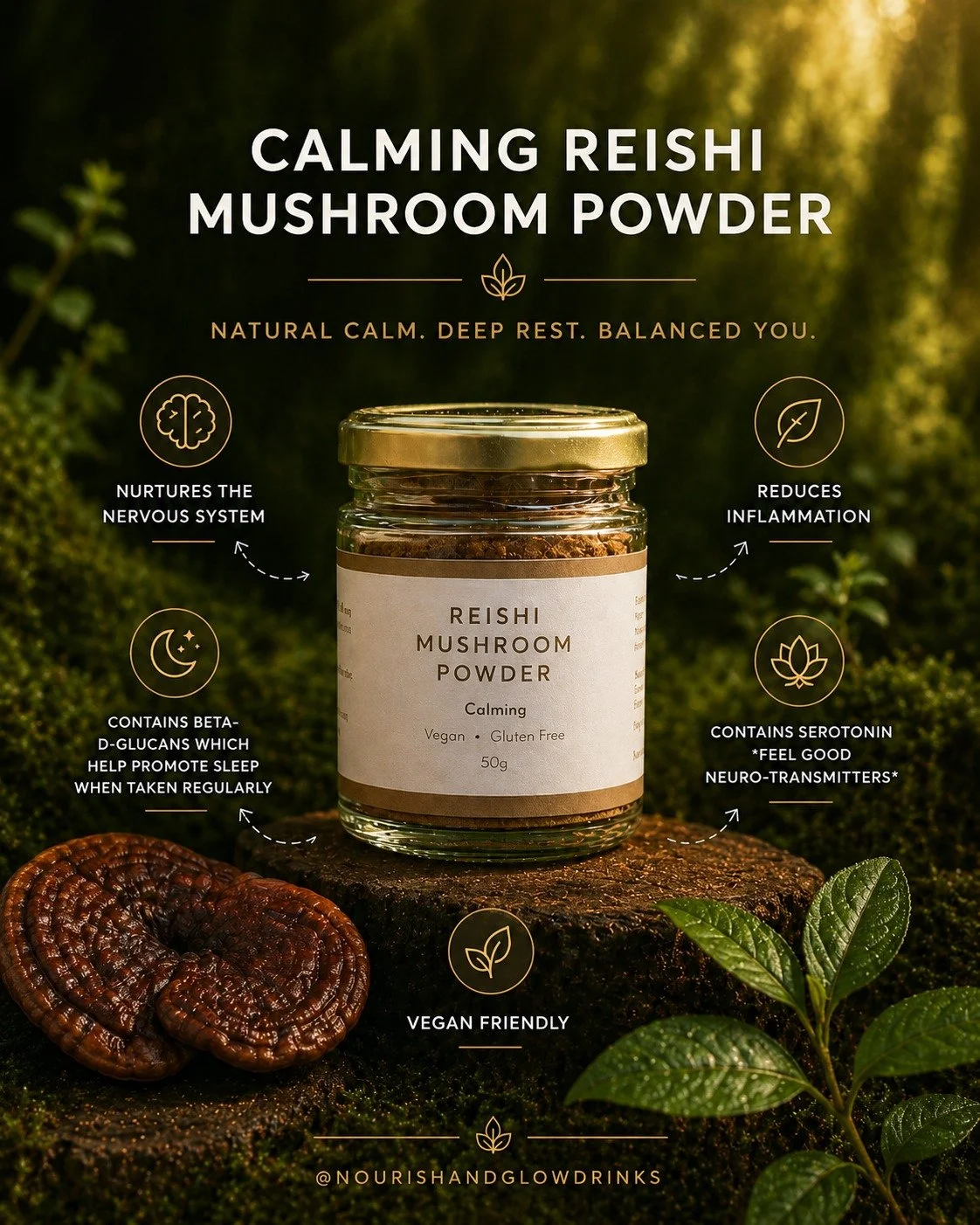 Your nervous system deserves rituals that feel as good as they work 🌿✨

Our Calming Reishi Mushroom Powder is designed to support deep rest, inner calm and everyday balance &mdash; naturally.

 ✨Supports nervous system regulation
✨ May help reduce i