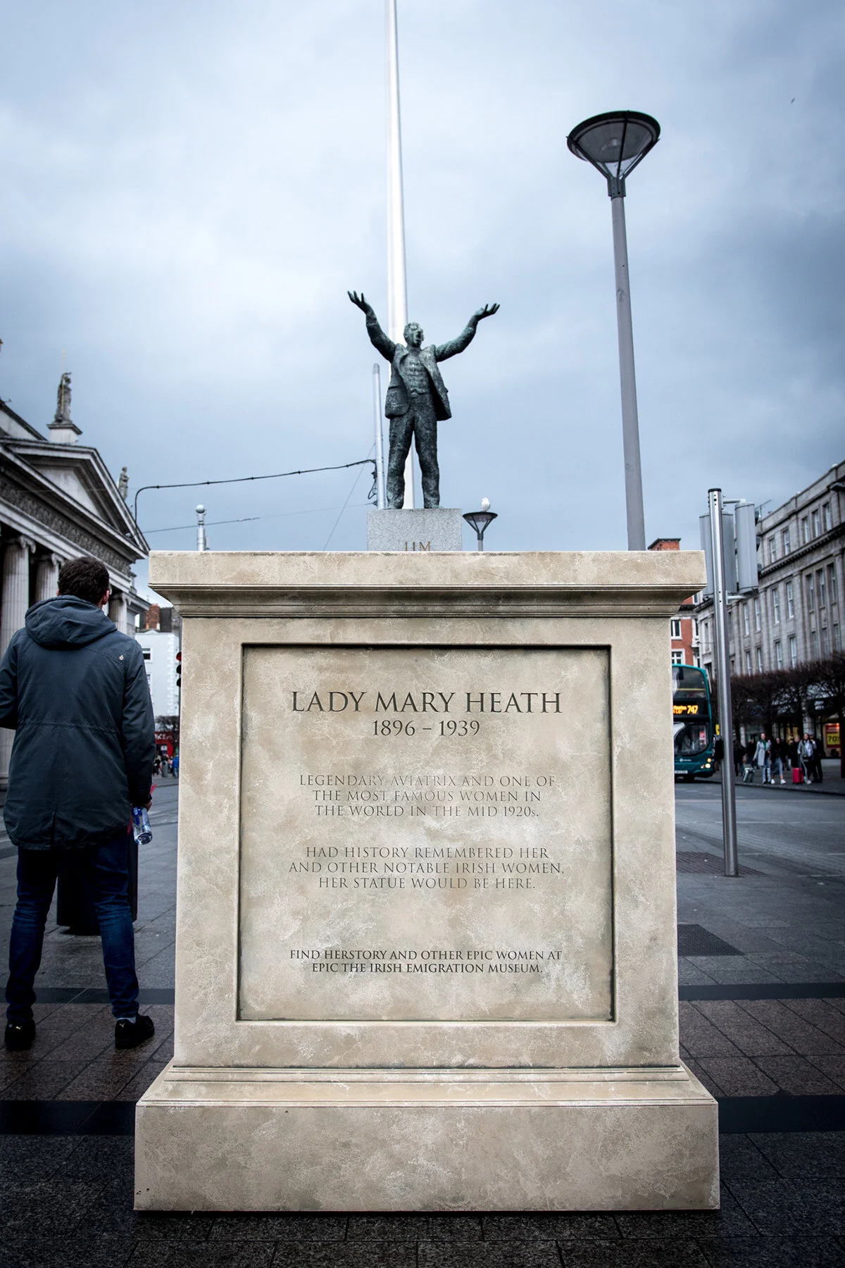 We positioned it alongside famous statues of men to gather attention and for photo opportunities.