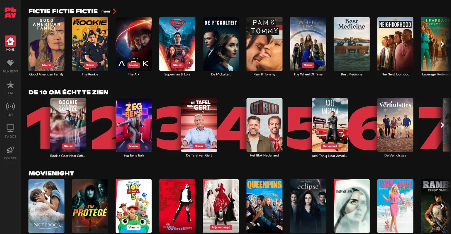 Play streaming platform interface