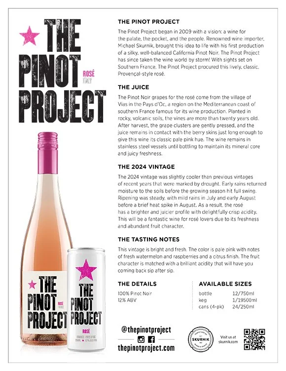 ROSÉ of PINOT NOIR, 'FRANCE' tech sheet