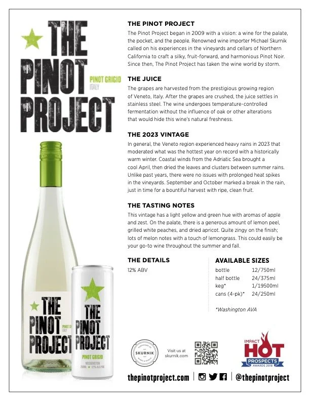 PINOT GRIGIO, 'ITALY' tech sheet