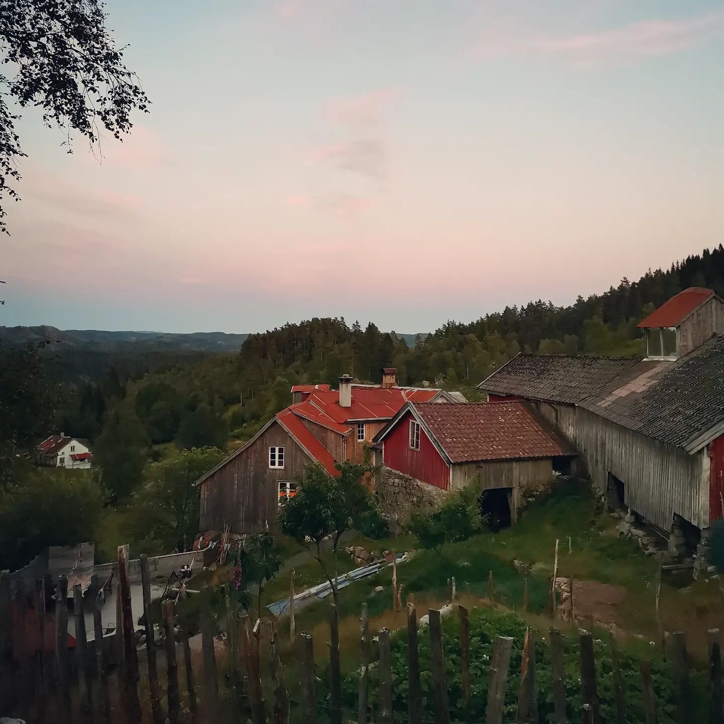 Skumringstimen over Oppfinnerheimen p&aring; G&oslash;yst&oslash;ltoppen✨
 #skumring #dust #sunset #farmlife #levlandlig #wildlife #oldfarmhouse #hillbilly #norway #utsikt #vakrenorge #amazingplaces #amazingwiew #beutifullife #livetp&aring;landet #co