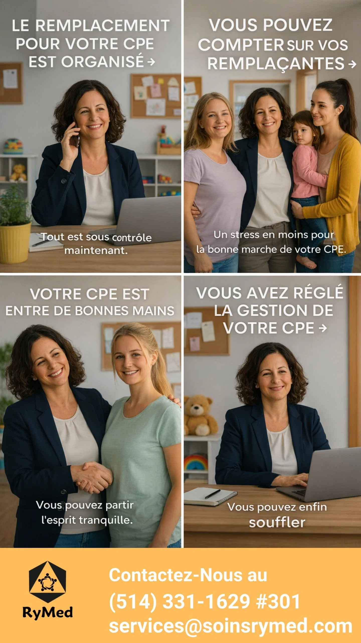 Les &eacute;ducatrices qualifi&eacute;es sont essentielles pour le d&eacute;veloppement des enfants en milieu de garde. 👶🌱 

Chez RyMed, nous comprenons les d&eacute;fis auxquels font face les gestionnaires de CPE, surtout lors des absences impr&ea