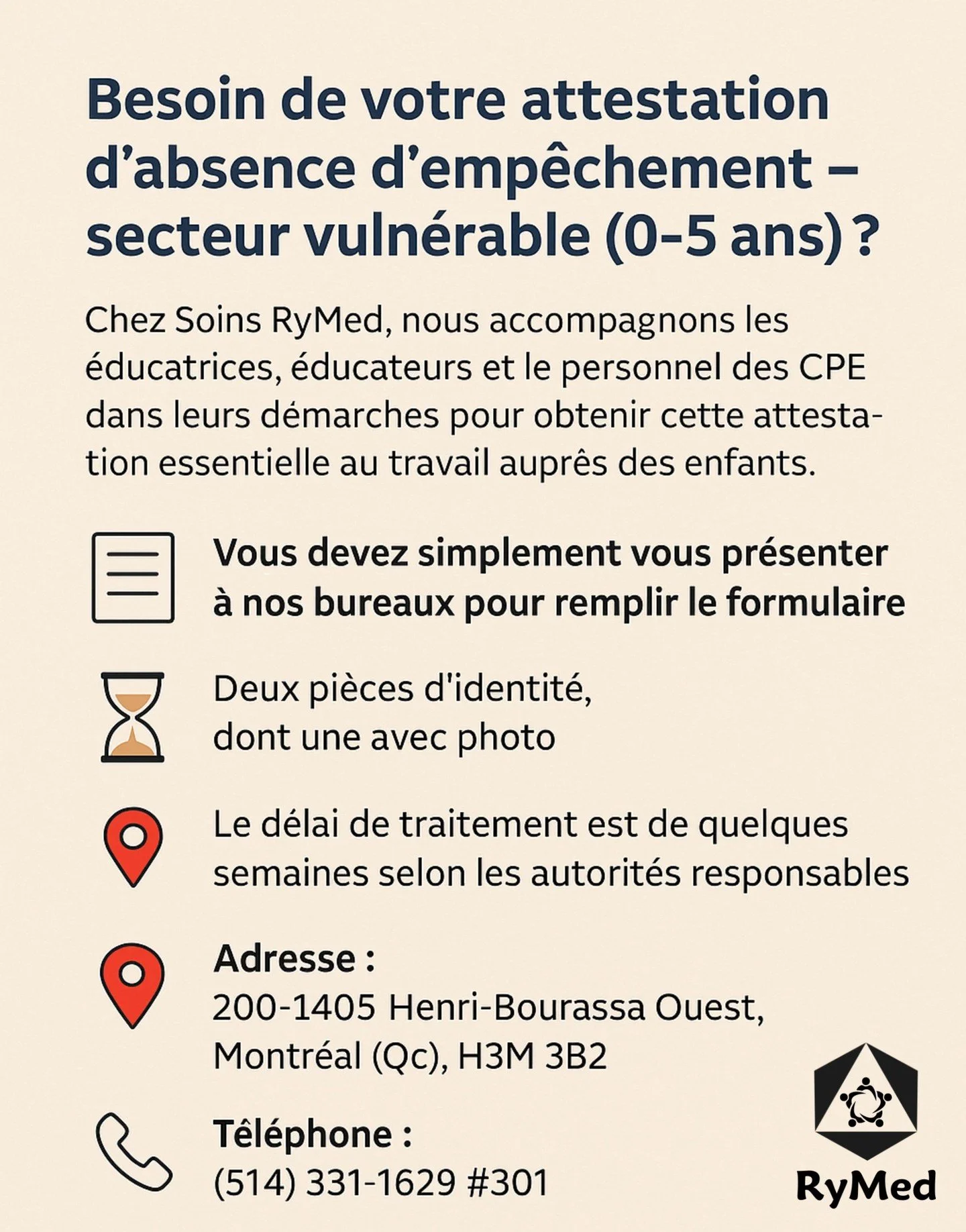 👉 Partagez ce message pour aider une &eacute;ducatrice ou un &eacute;ducateur &agrave; trouver un service fiable pour sa demande d&rsquo;attestation d&rsquo;absence d&rsquo;emp&ecirc;chement &ndash; secteur vuln&eacute;rable (0-5 ans).

#SoinsRyMed 