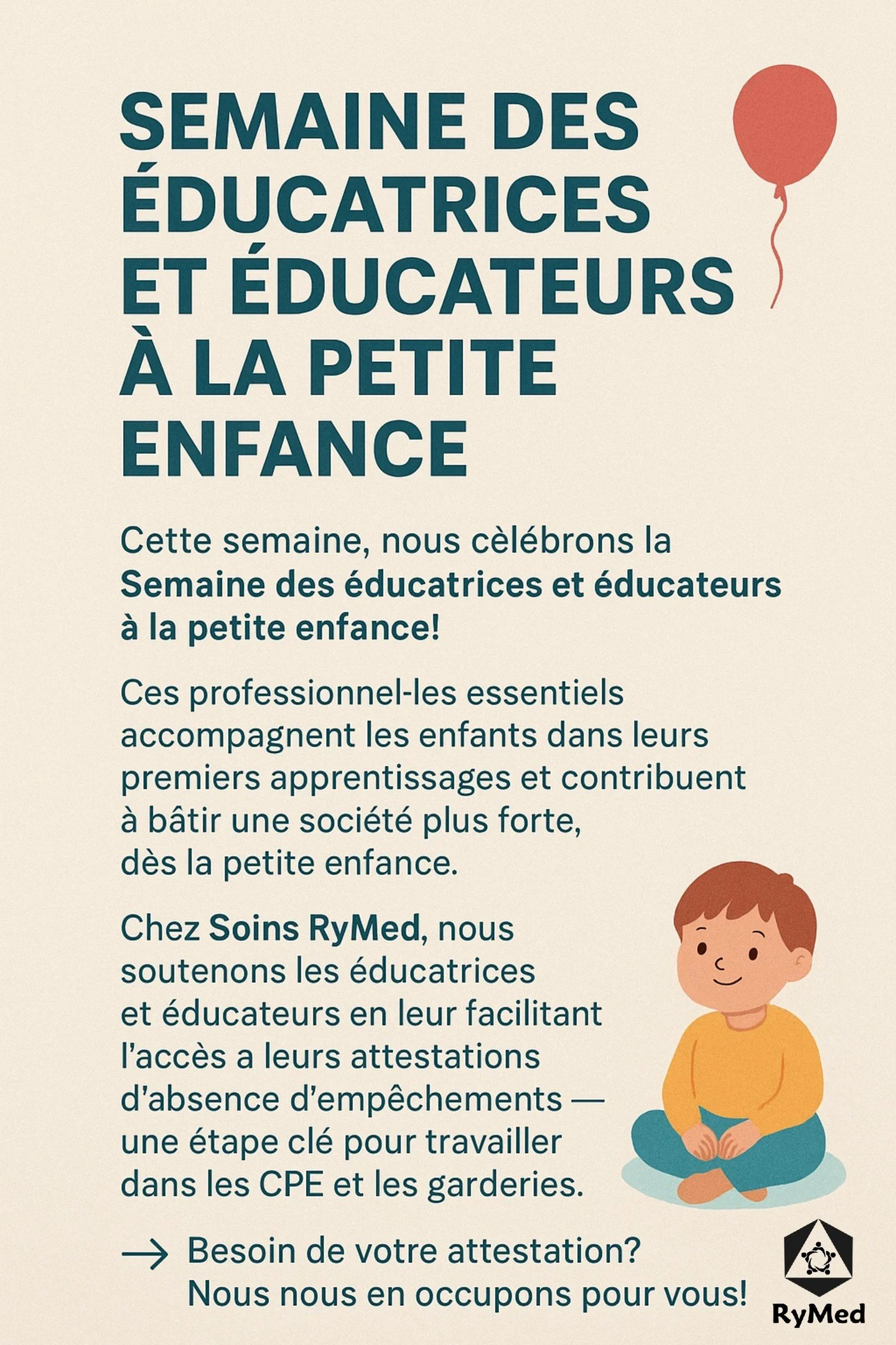 Cette semaine, nous c&eacute;l&eacute;brons la Semaine des &eacute;ducatrices et &eacute;ducateurs &agrave; la petite enfance! 🎈
Ces professionnel&middot;les essentiels accompagnent les enfants dans leurs premiers apprentissages et contribuent &agra