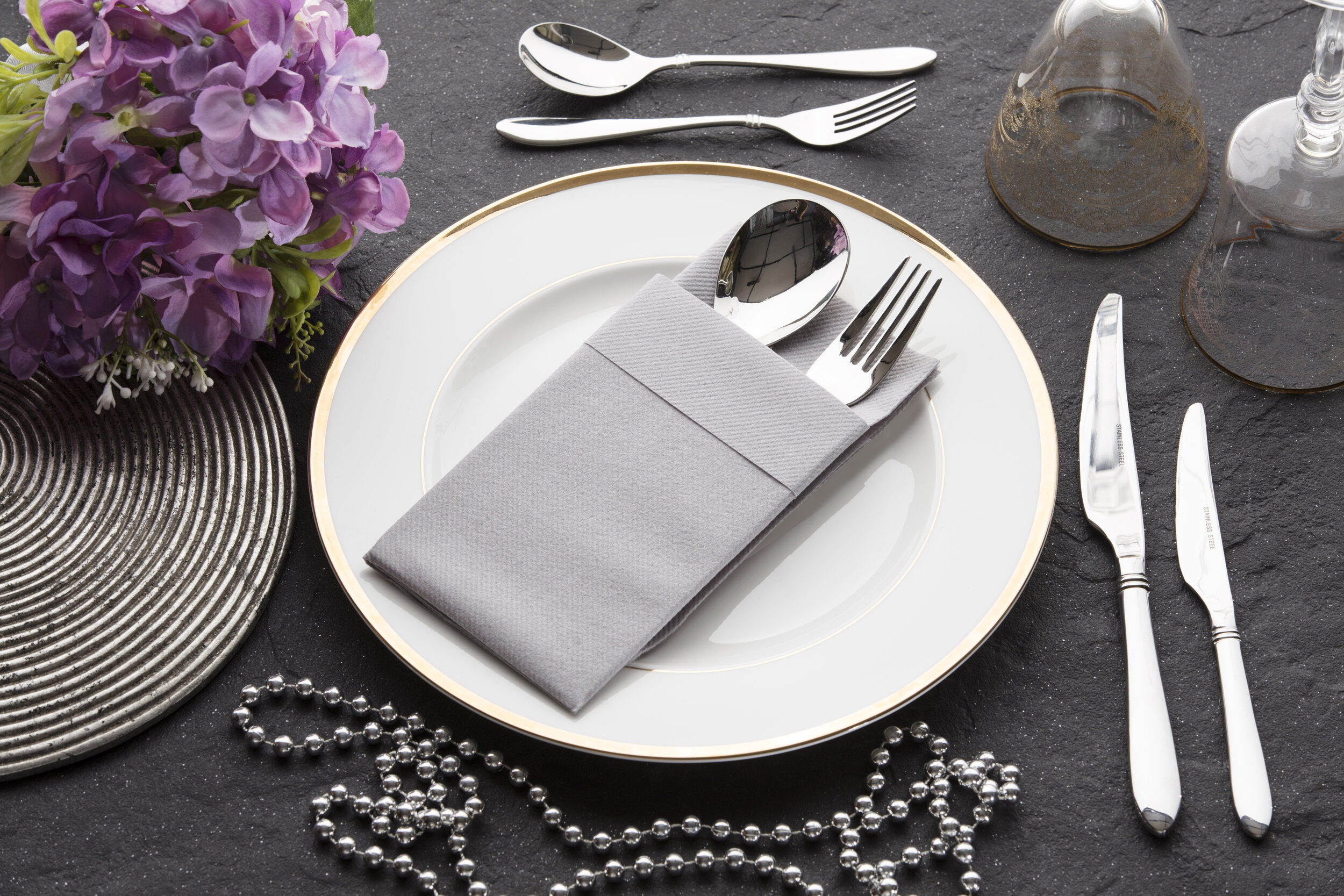 Touchstone by Choice White Linen-Feel Pocket Fold Dinner Napkin