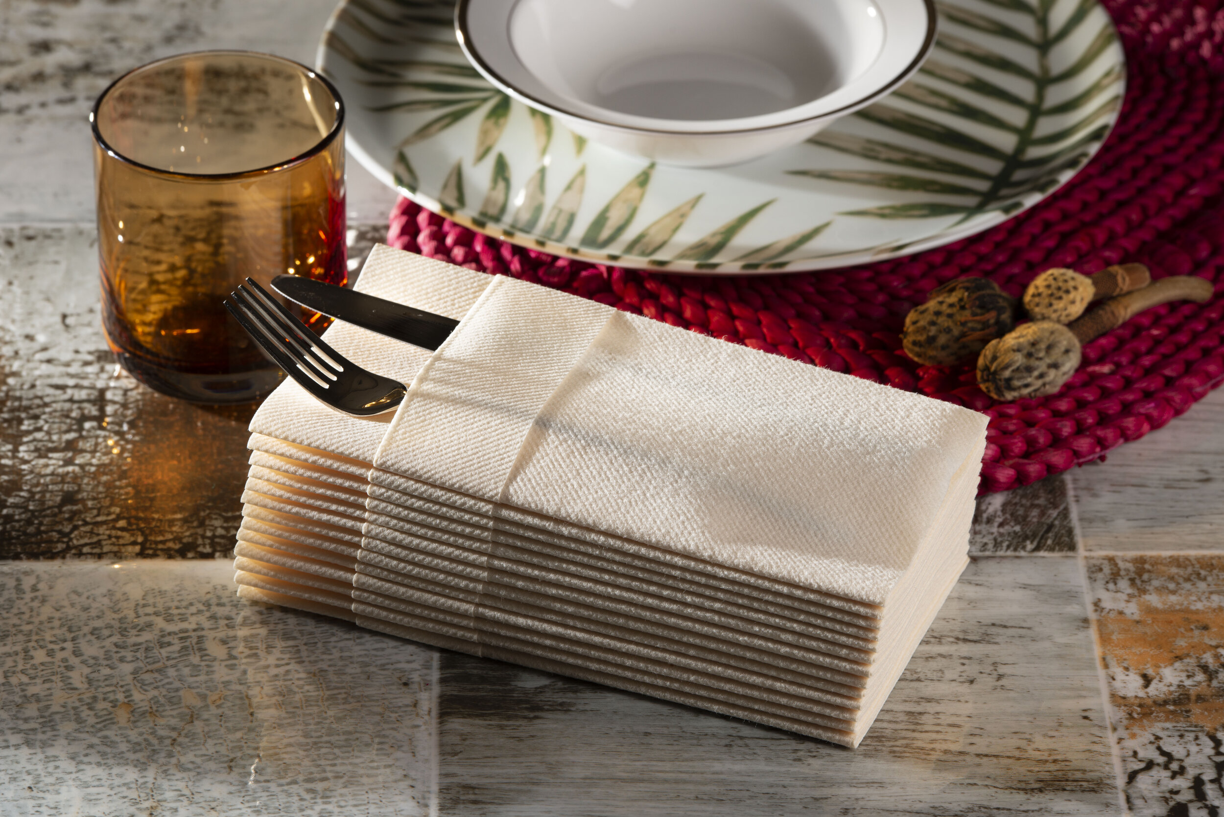 Ivory Napkins | Linen Feel Guest Disposable Cloth Like Paper Dinner Napkins  | Hand Towels | Soft, Absorbent, Paper Hand Napkins for Kitchen, Bathroom