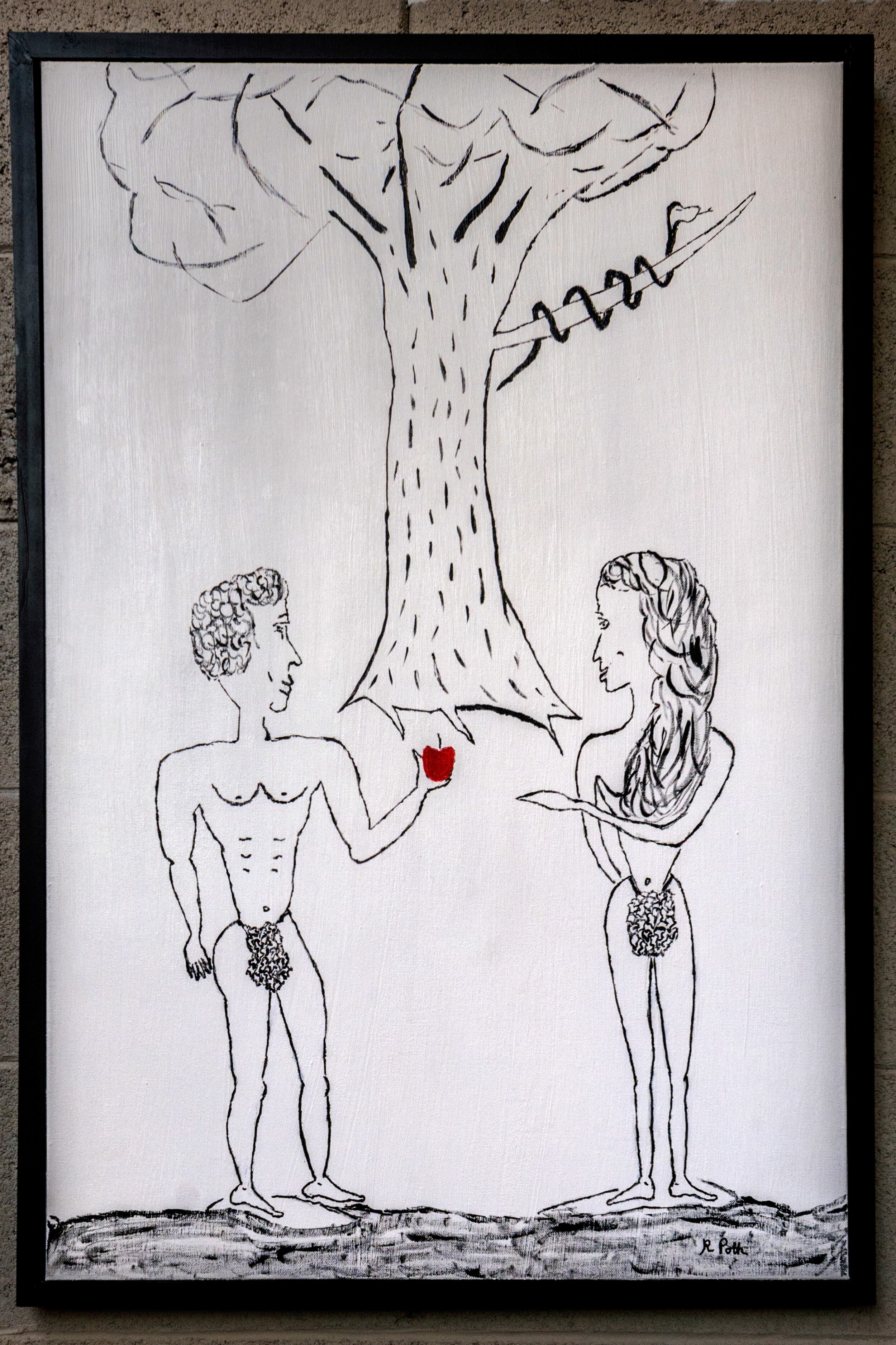 WHIMSICAL ADAM & EVE#ACRYLIC ON CANVAS