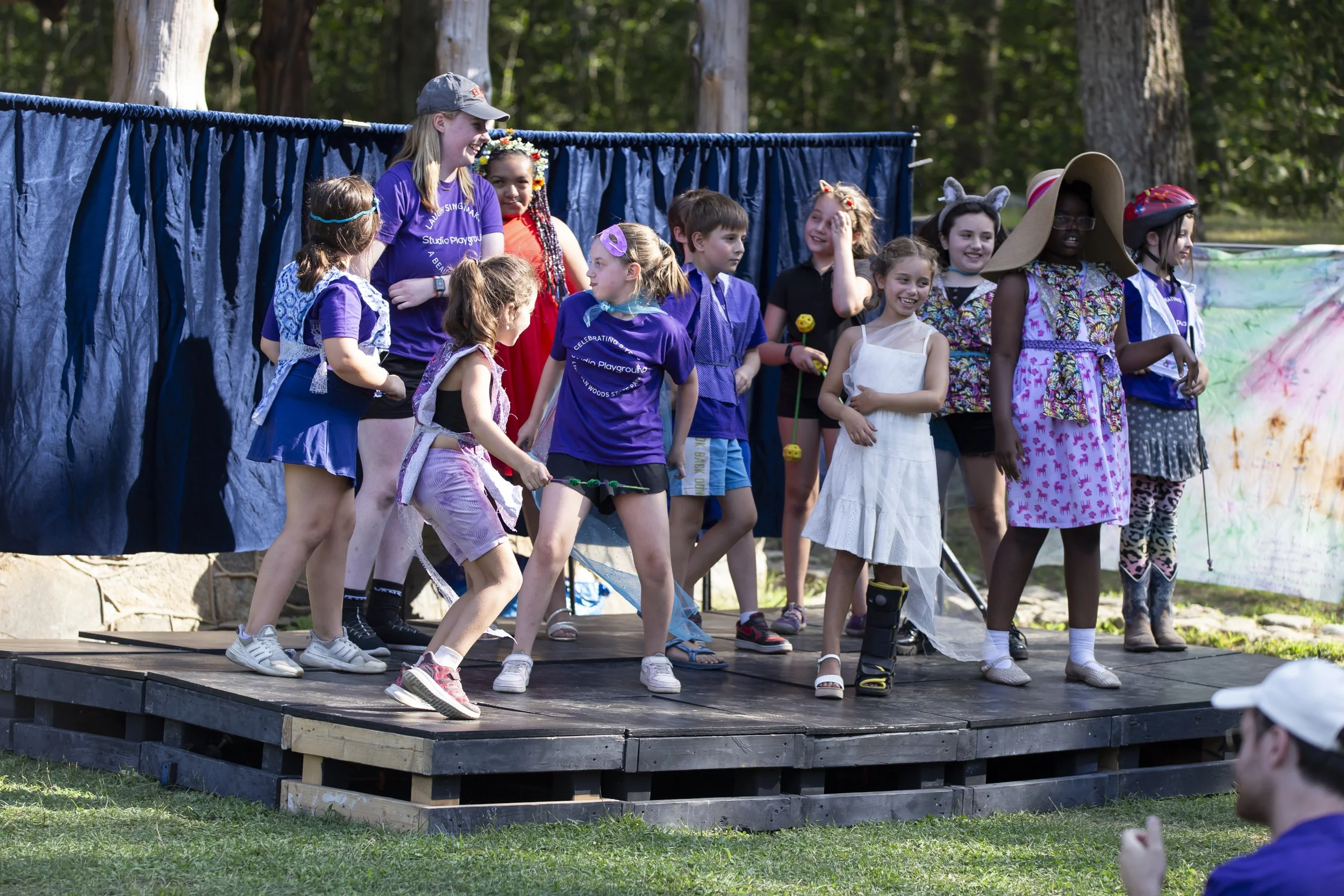 Studio Playground acting classes for kids and teens in Rhode Island summer theater camp in Lincoln Woods State Park outdoor stage