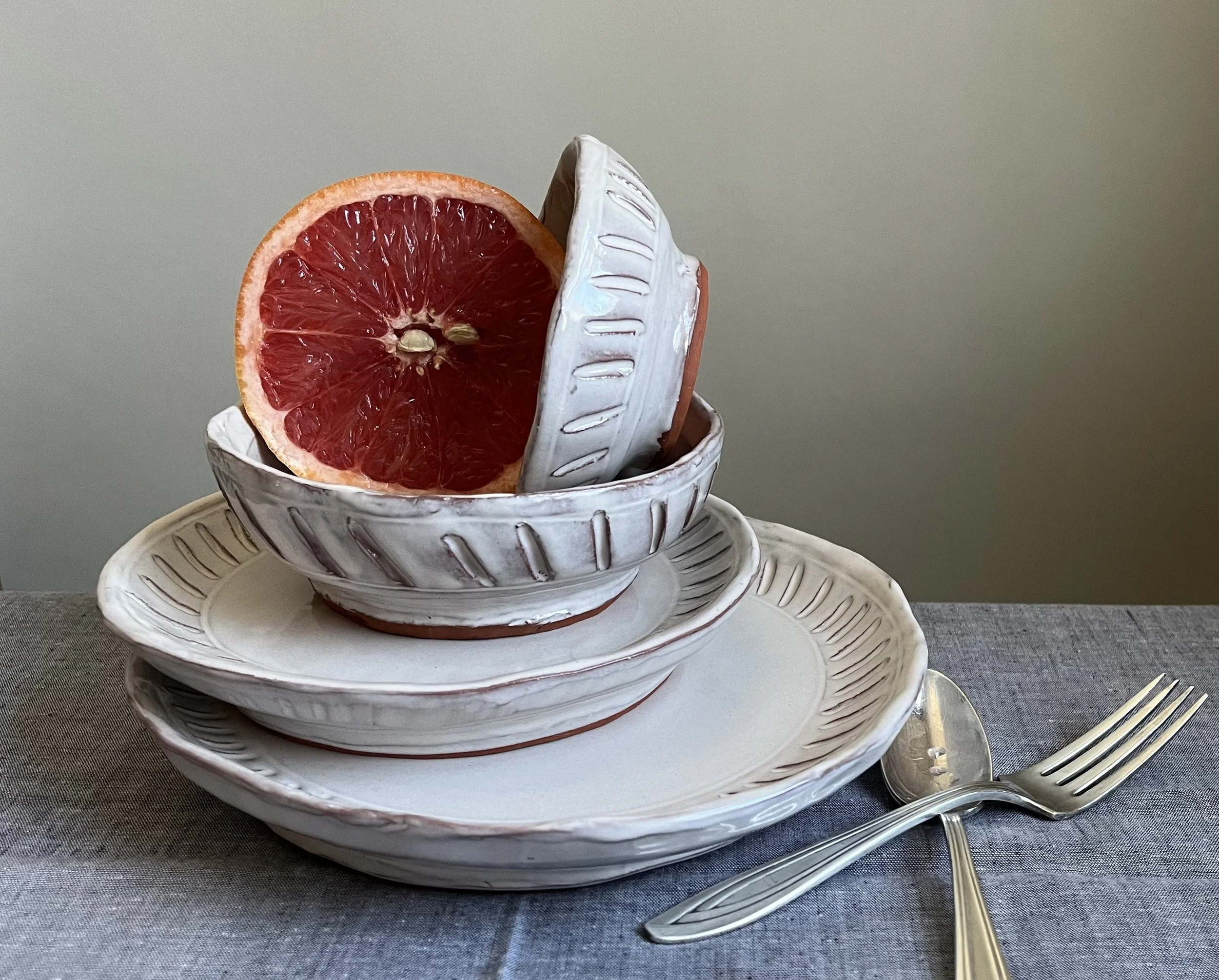 hand-built earthenware dishes