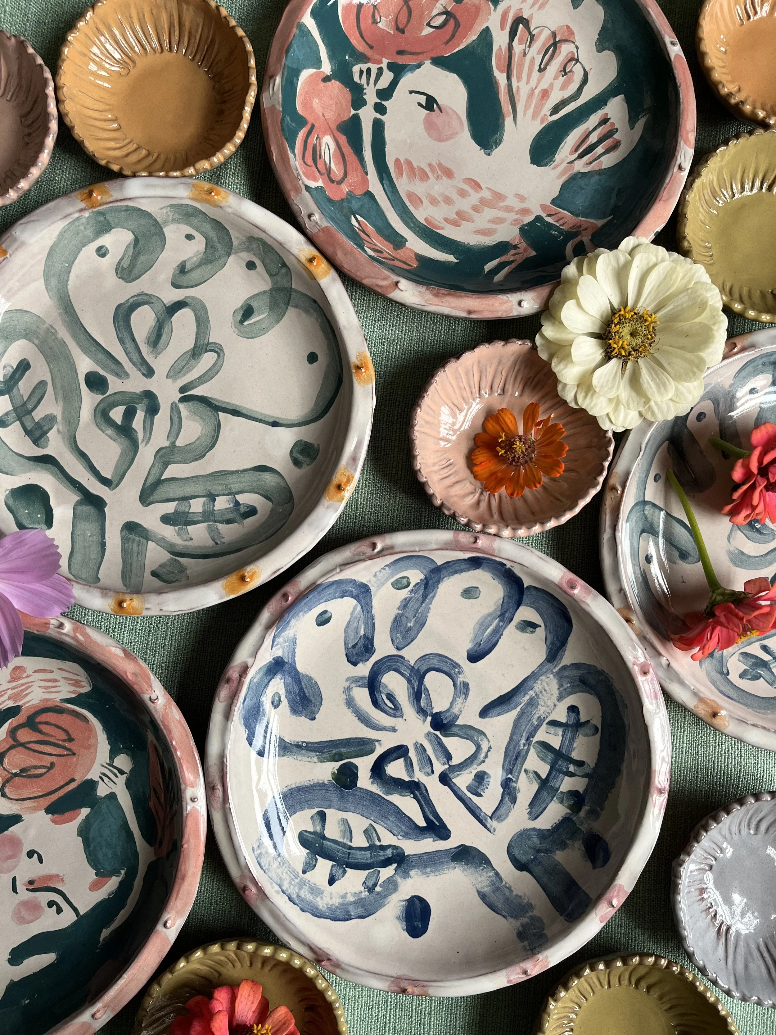 Illustrated Plates Hand Built Earthenware Plates