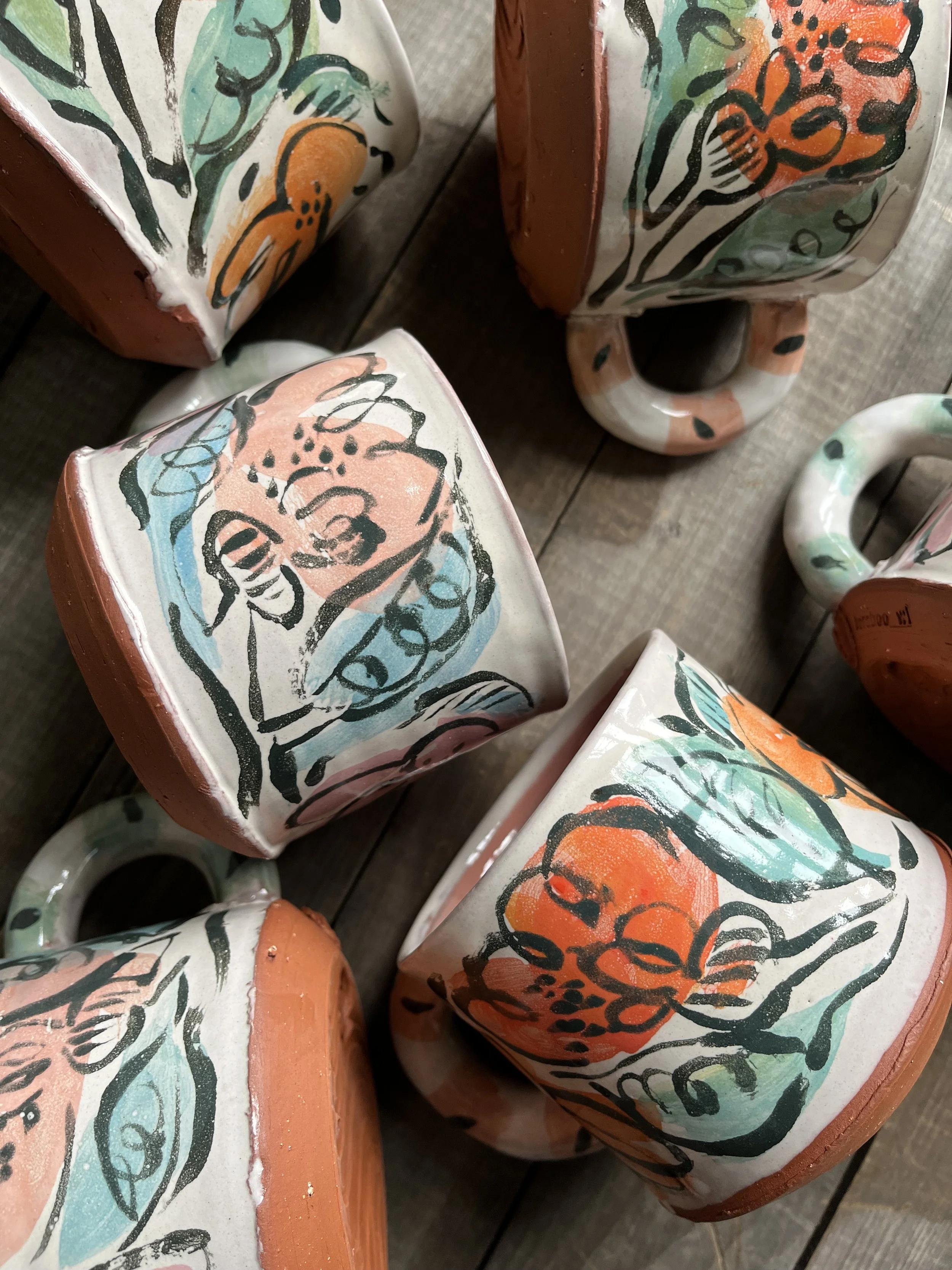 Illustrated Flower Mugs