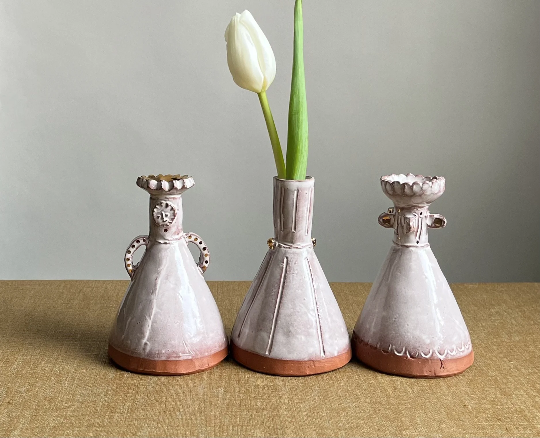bud vases with gold luster