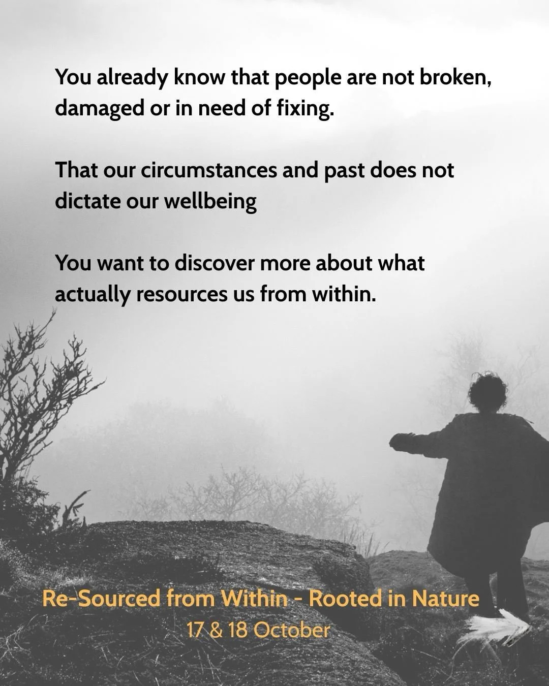 Just 3 places left on this learning weekend that explores how we are Re-Sourced from Within - Rooted in Nature 

Get in touch or find out more and book via link in bio
 
Im excited for what we will learn together about this being human malarky.