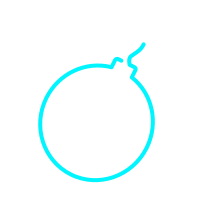 Cartoon-style drawing of a lit bomb with a burning fuse.