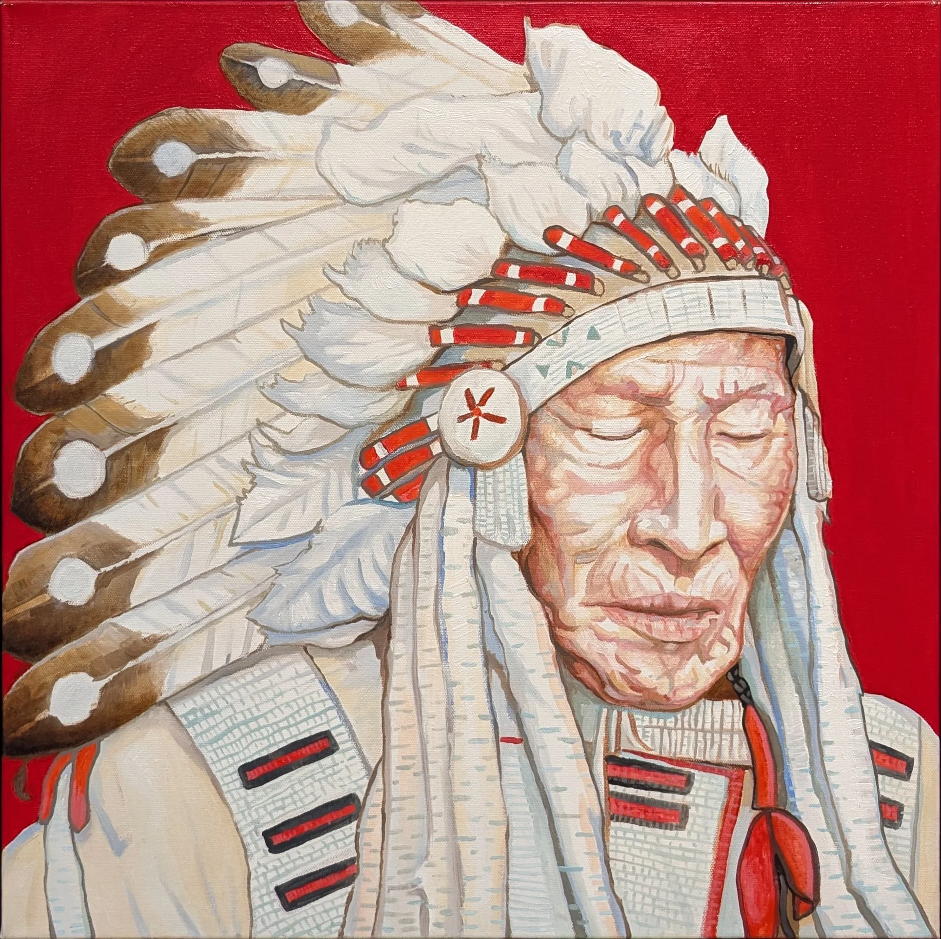 LOT 21 | Louis Still Smoking
Blackfoot Elder
2023
oil on canvas
Estimate: $2500 – $3000
100% donation from the artist