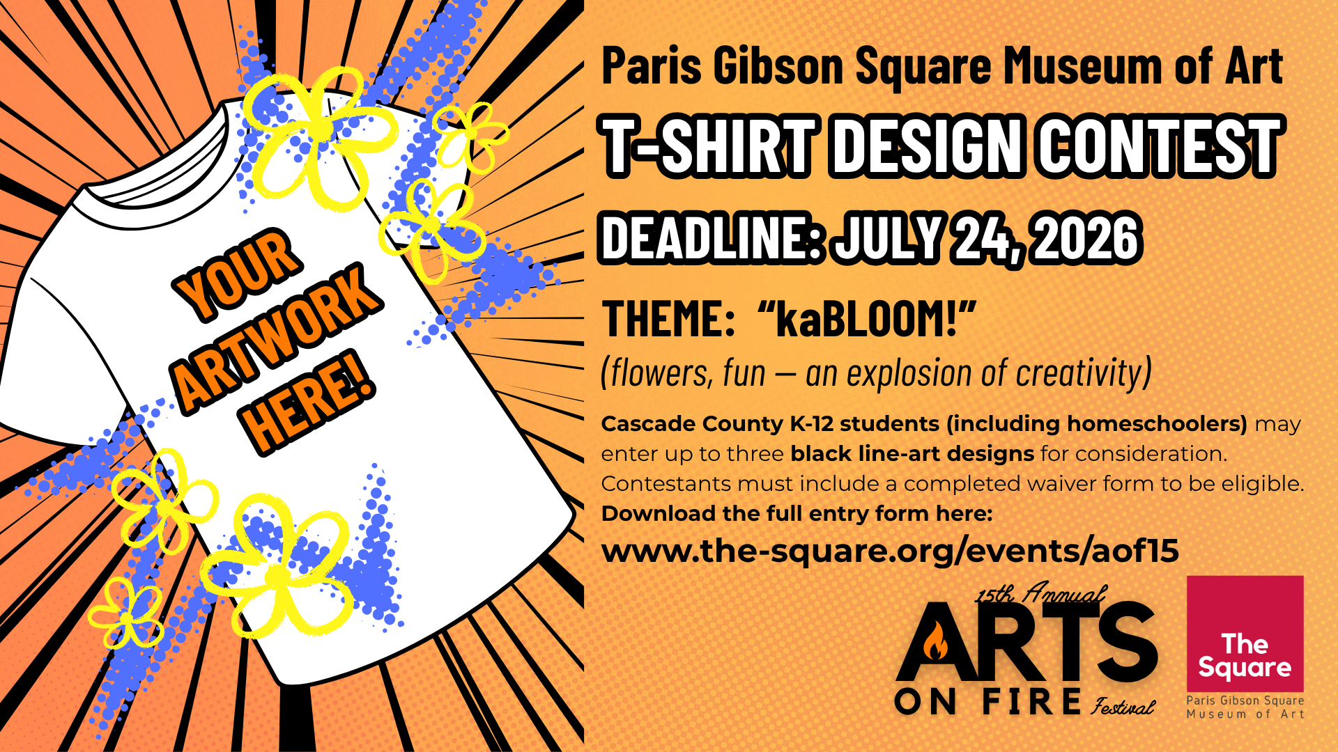 Arts on Fire 2026 t-shirt design contest extended.png