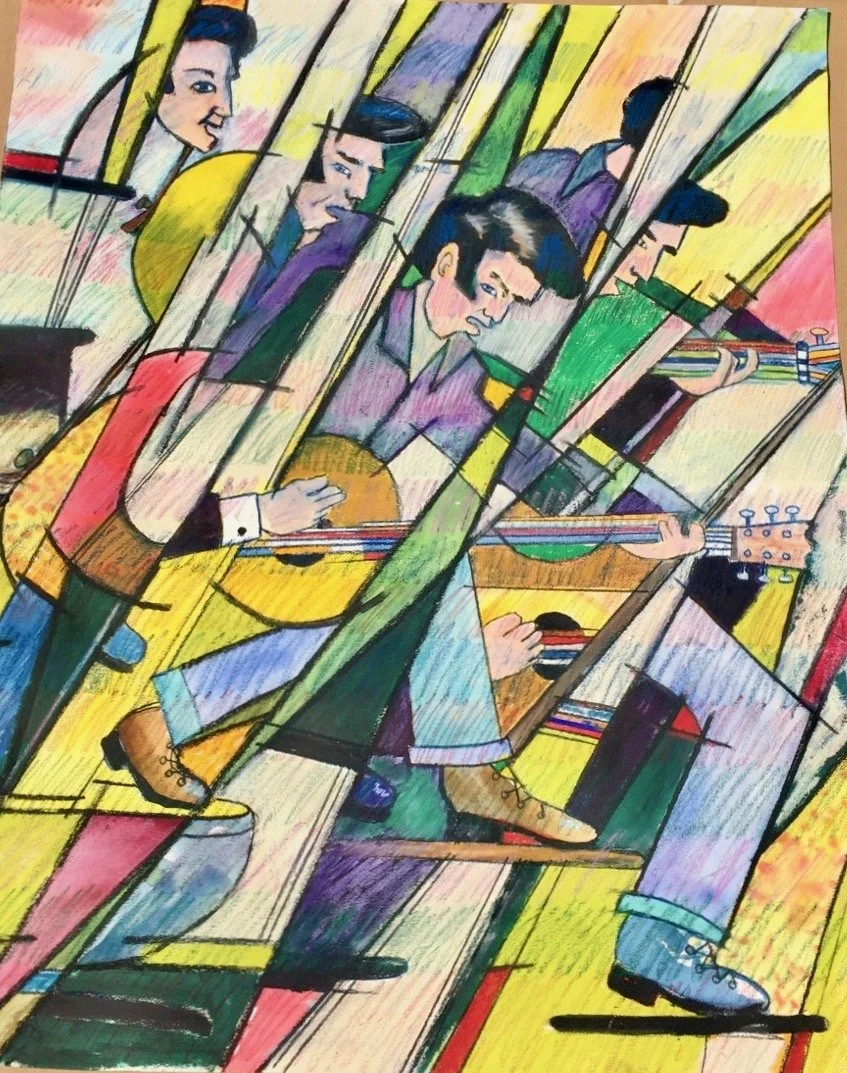 LOT 20 | Stephen Gleuckert
Elvis Descending the Staircase
2024
oil pastel, China marker, paint stick, archival watercolor paper
Estimate: $2500 – $3000
100% donation from the artist