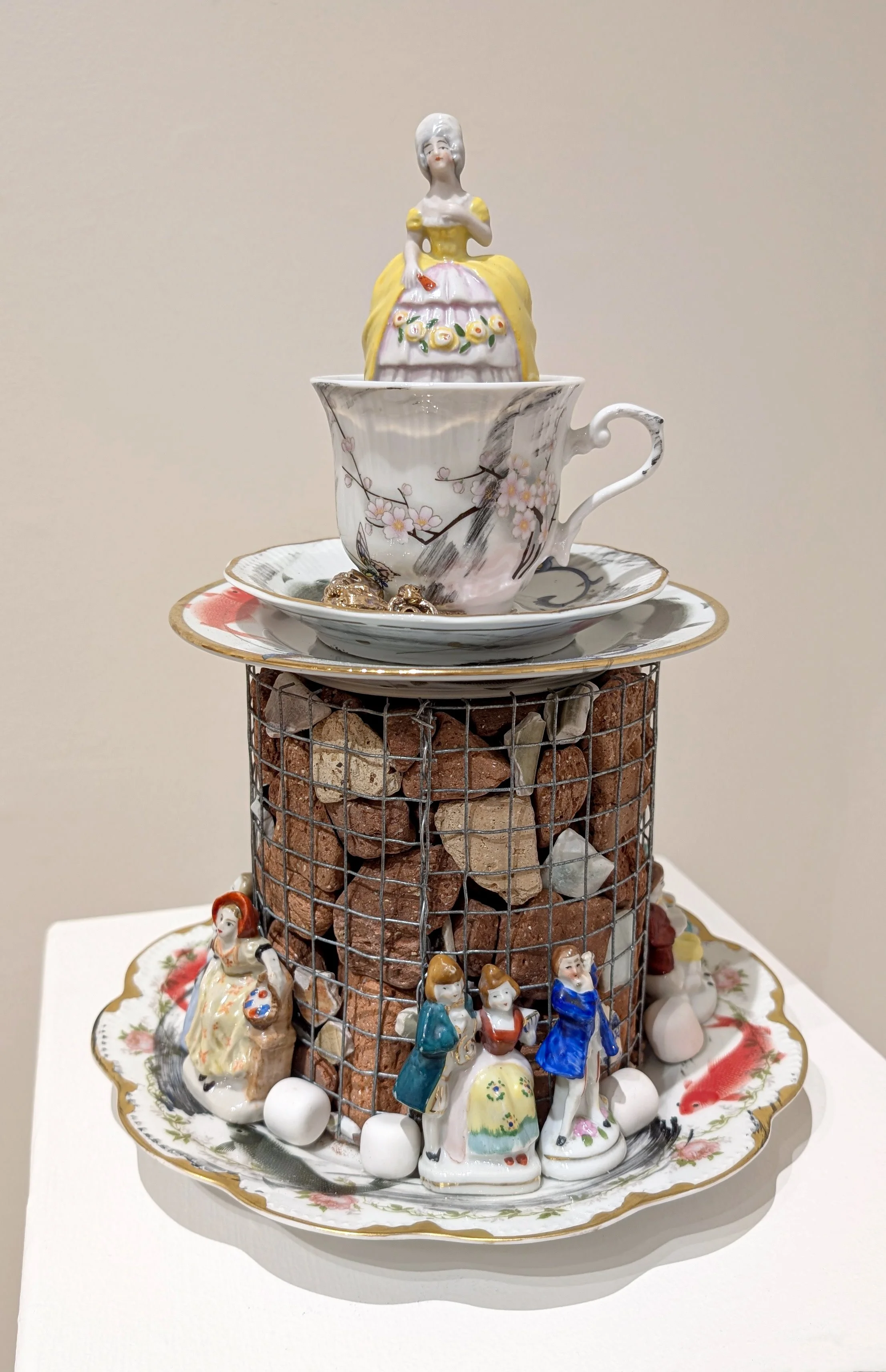 LOT 03 | Robert Harrison
Honoring the Archie Bray Foundation’s 75th Anniversary:
Brick Silo: Court & Spark
2026
vintage porcelain, ceramic decals, china paint, steel wire mesh, vintage Bray brick shards, porcelain shards
Estimate: $3000 – $3500
100% 