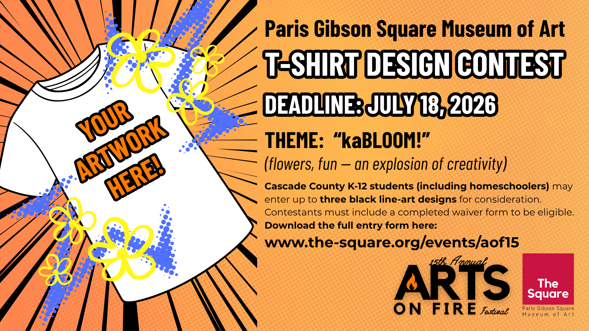 Arts on Fire 2026 t-shirt design contest web banner.png
