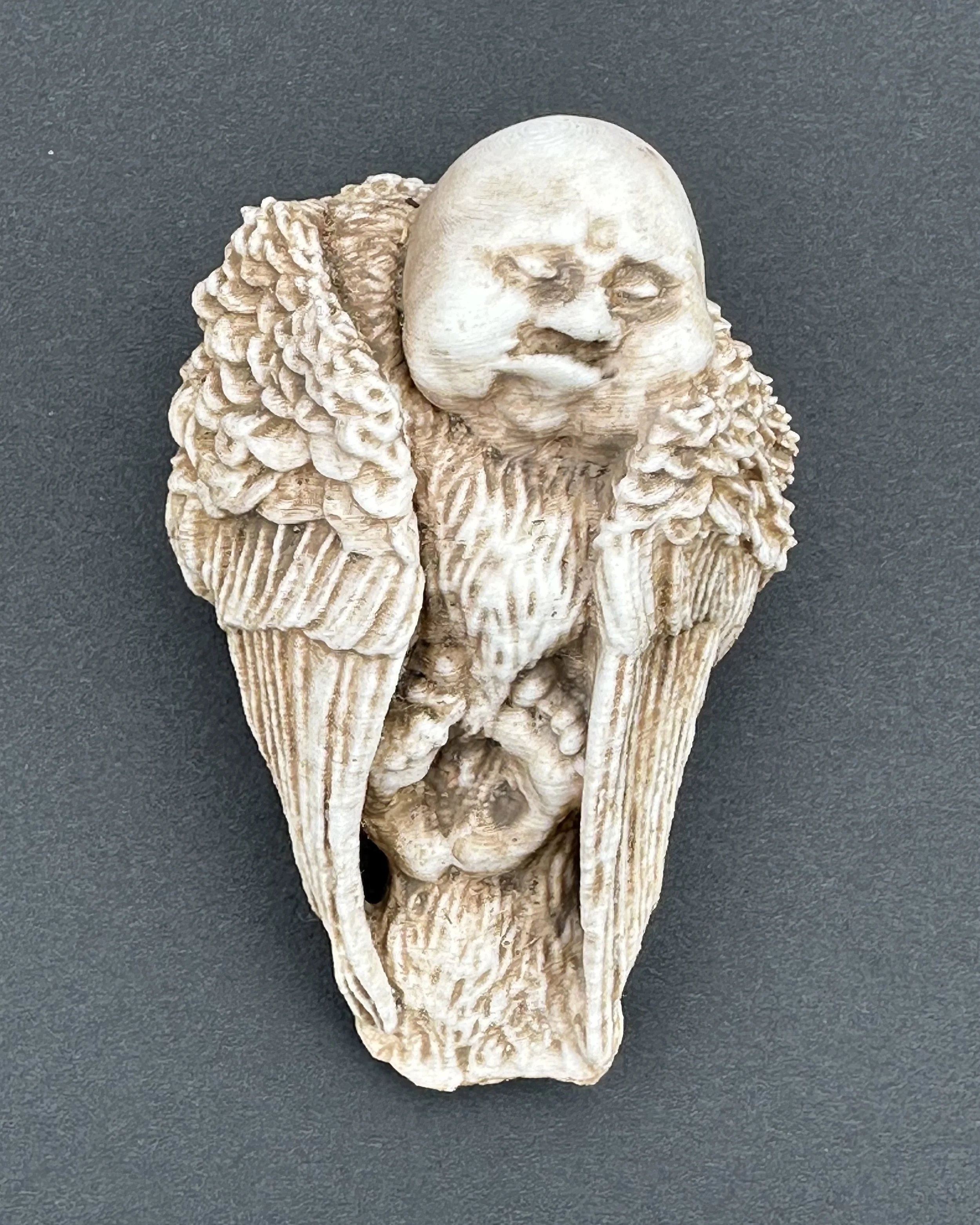 “Birdman 2 in White”
3D Printed PLA & acrylic
4" x 3" x 2"