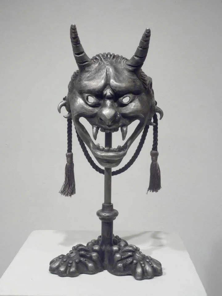 "World-Weary Hannya (with stand)"
Cast Aluminum, Aluminum Rod, Cotton Cord, Enamel
10" x 10" x 20"
