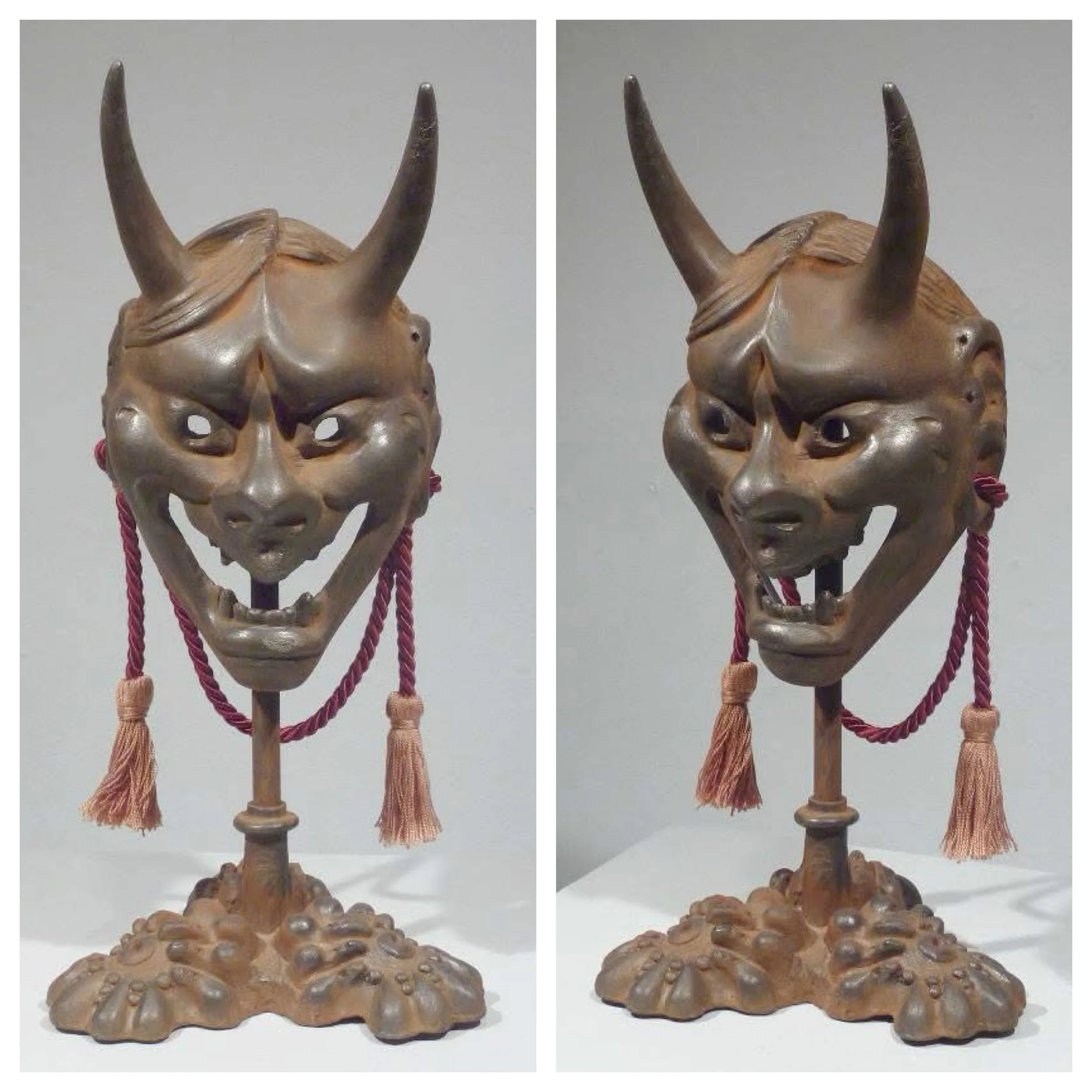 "True Raging Hannya (with stand)"
Cast Iron, Steel Rod, Satin Cord, Enamel
10" x 10" x 20"