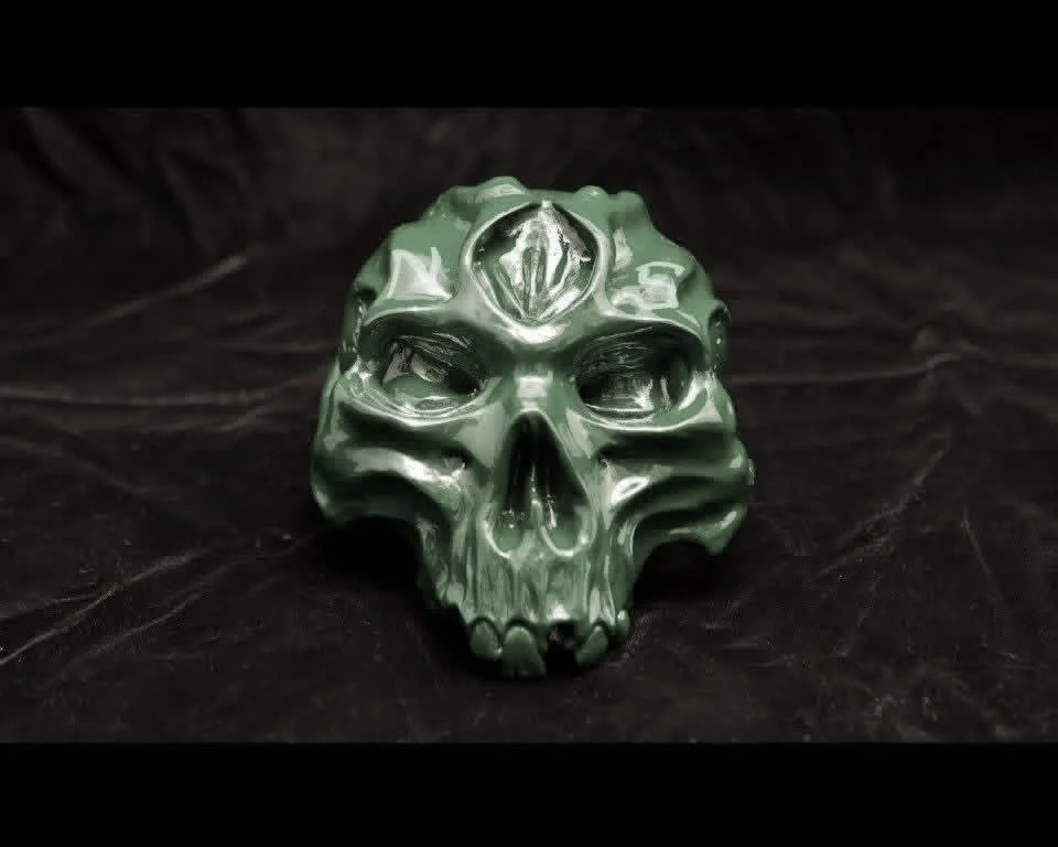 "Jawless Human Skull with Third Eye"
Polymer Clay & Enamel
6.25” x 5” x 5”