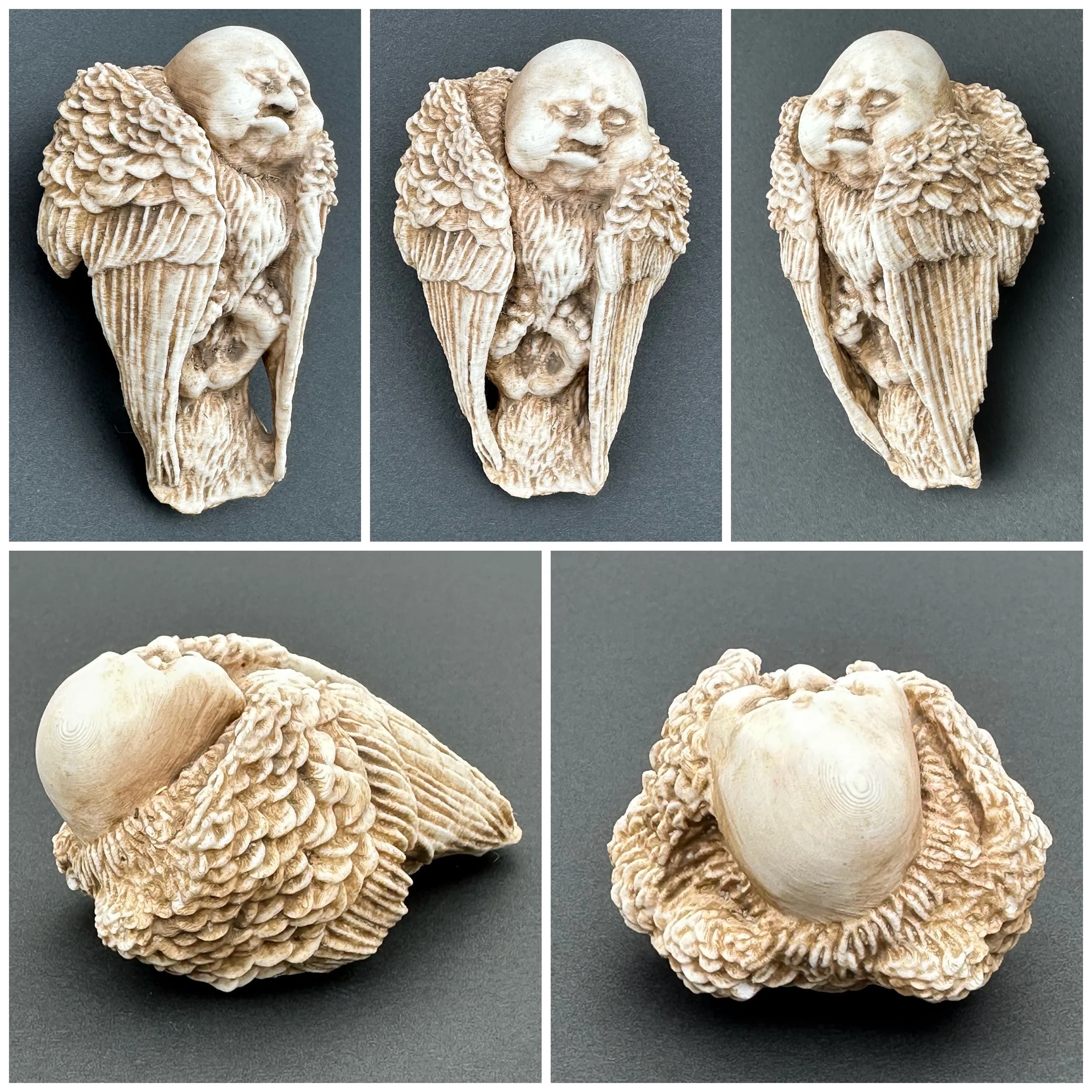 “Birdman 2 in White”
3D Printed PLA & acrylic
4" x 3" x 2"