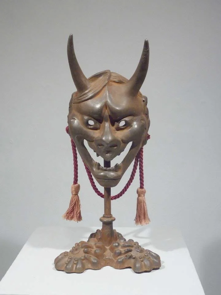 "True Raging Hannya (with stand)"
Cast Iron, Steel Rod, Satin Cord, Enamel
10" x 10" x 20"