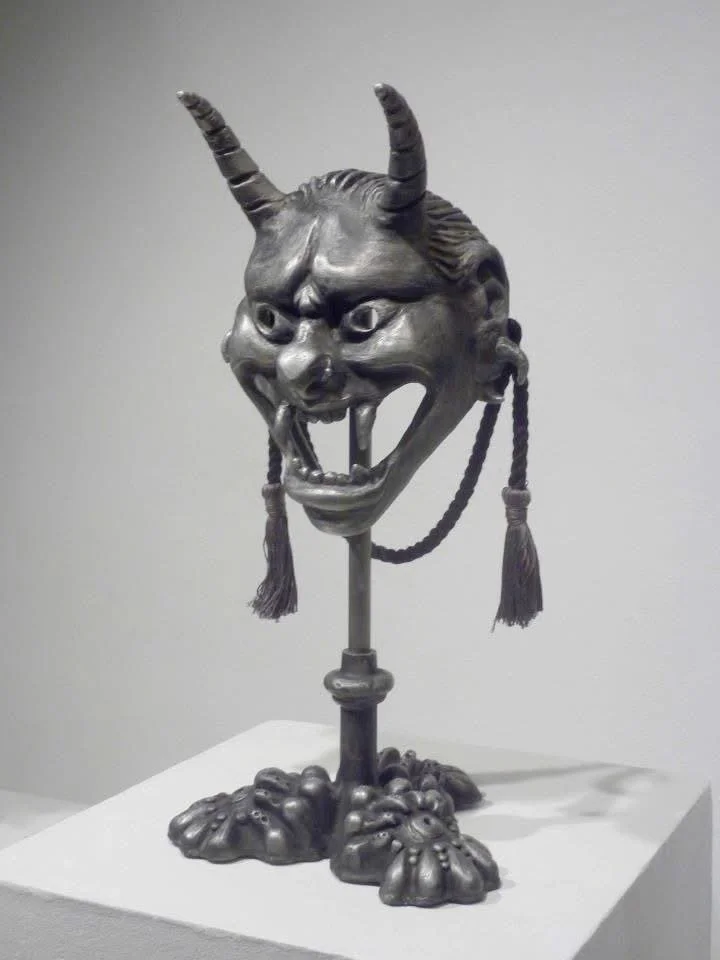 "World-Weary Hannya (with stand)"
Cast Aluminum, Aluminum Rod, Cotton Cord, Enamel
10" x 10" x 20"