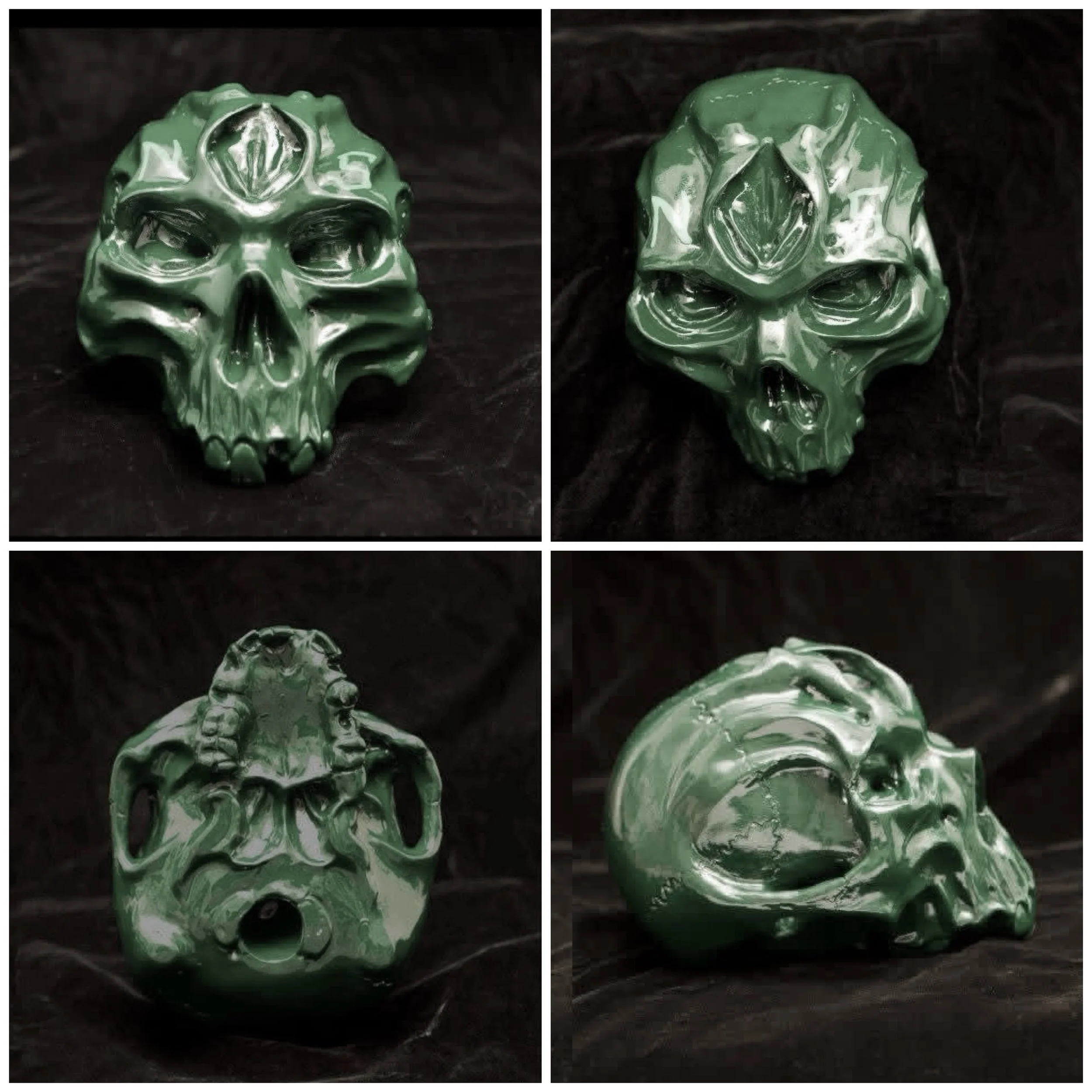 “Human Skull w/ Third Eye”
Polymer Clay & Enamel
6.5” x 5” x 5”